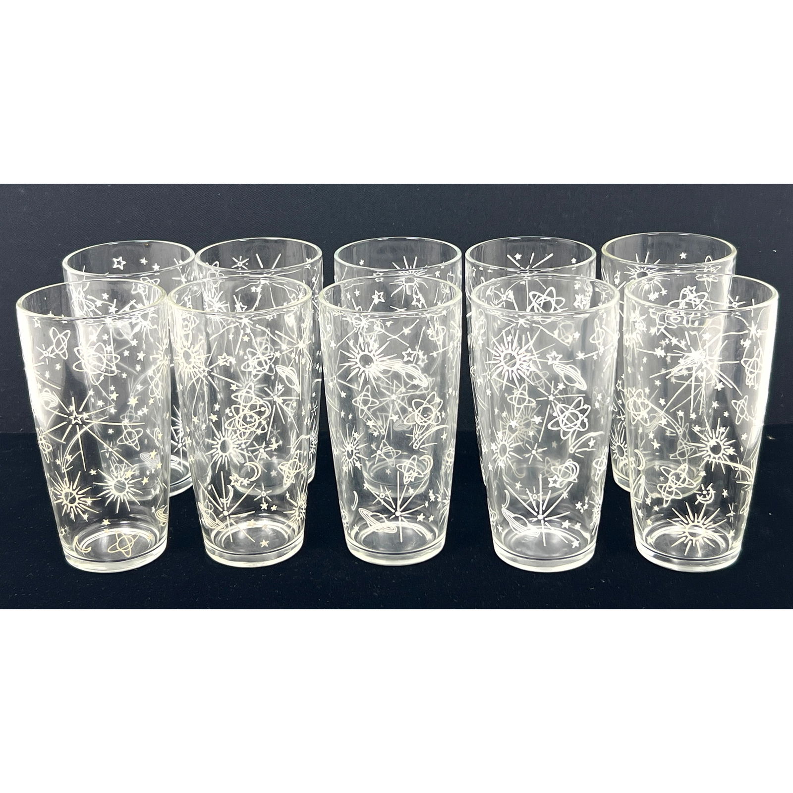 Set 10 pcs 50s Vintage Space Age Atomic Mid Century Drinking Glasses (1 of 9)