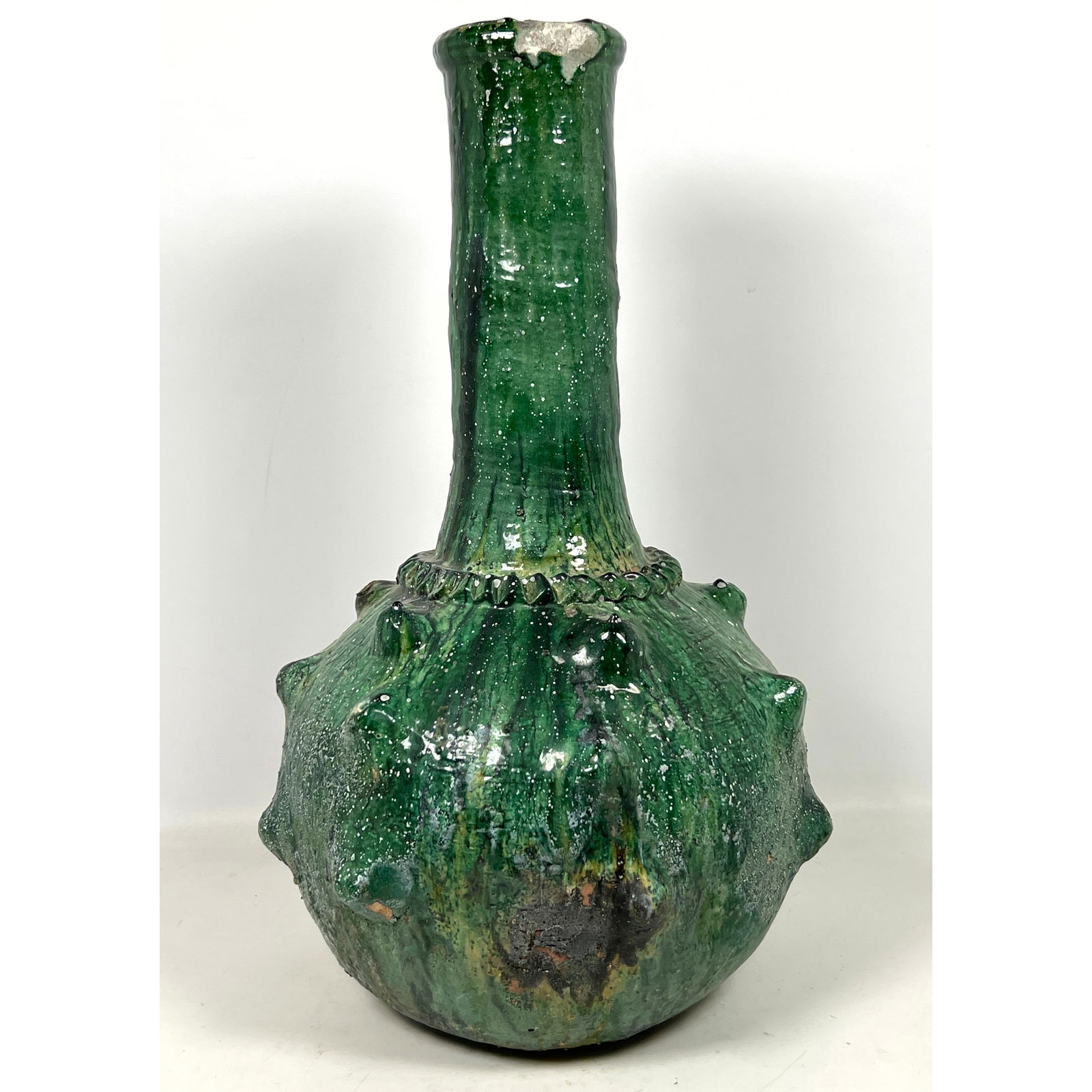 Green Tamegroute Moroccan pottery vase (1 of 10)