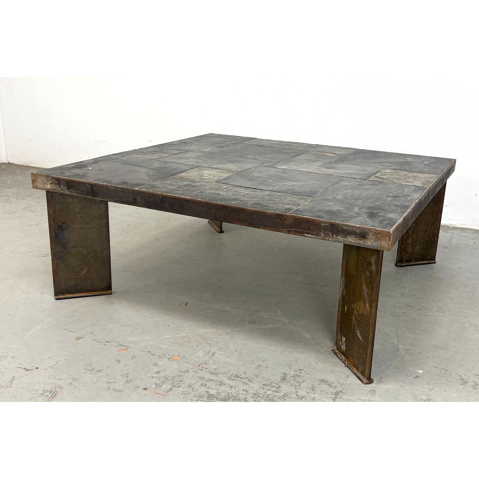 Heavy Dutch Iron and Slate Coffee Table. Brutalist. (1 of 7)