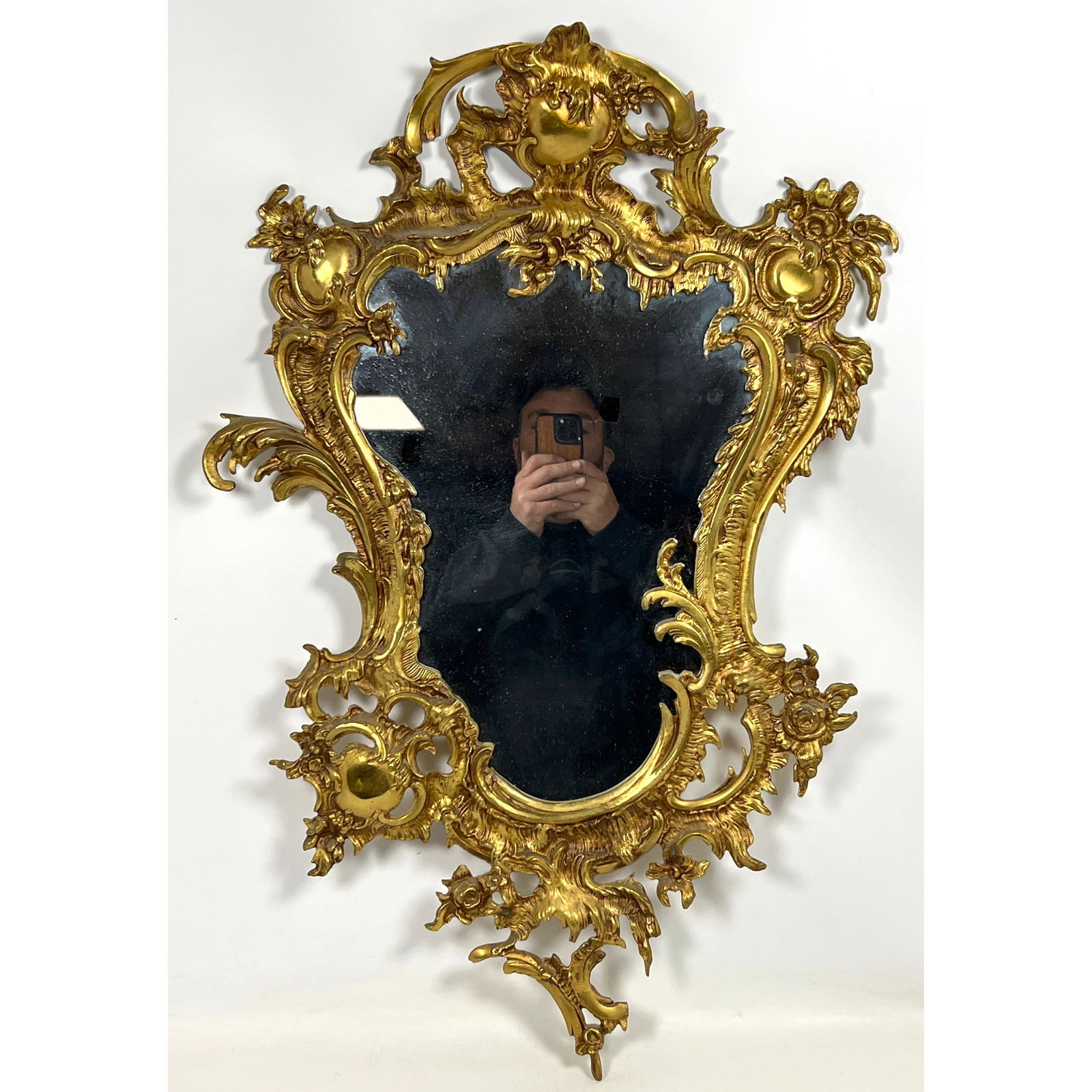 French Style Louis the XVI Style Brass Wall Mirror.: French Style Louis the XVI Style Brass Wall Mirror. Dimensions: Height: 32 inches, Width: 22.5 inches, Depth: 2.5 inches. --- - We offer curbside delivery for most items to NYC, Manhattan, Close Brook
