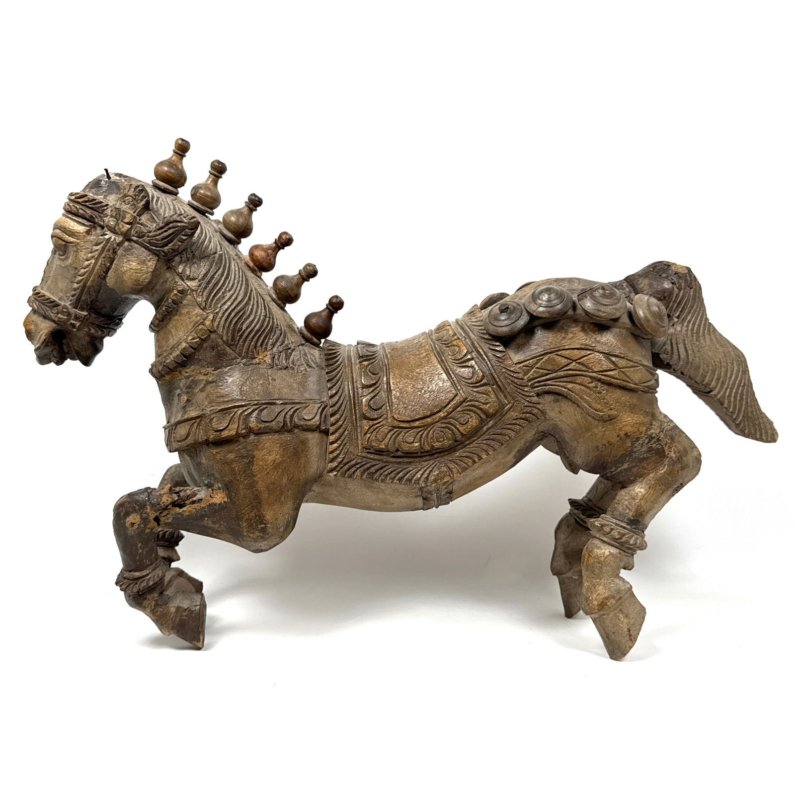 Vintage Indian Hindu Wooden Vahanna Horse. Carved wood. (1 of 12)