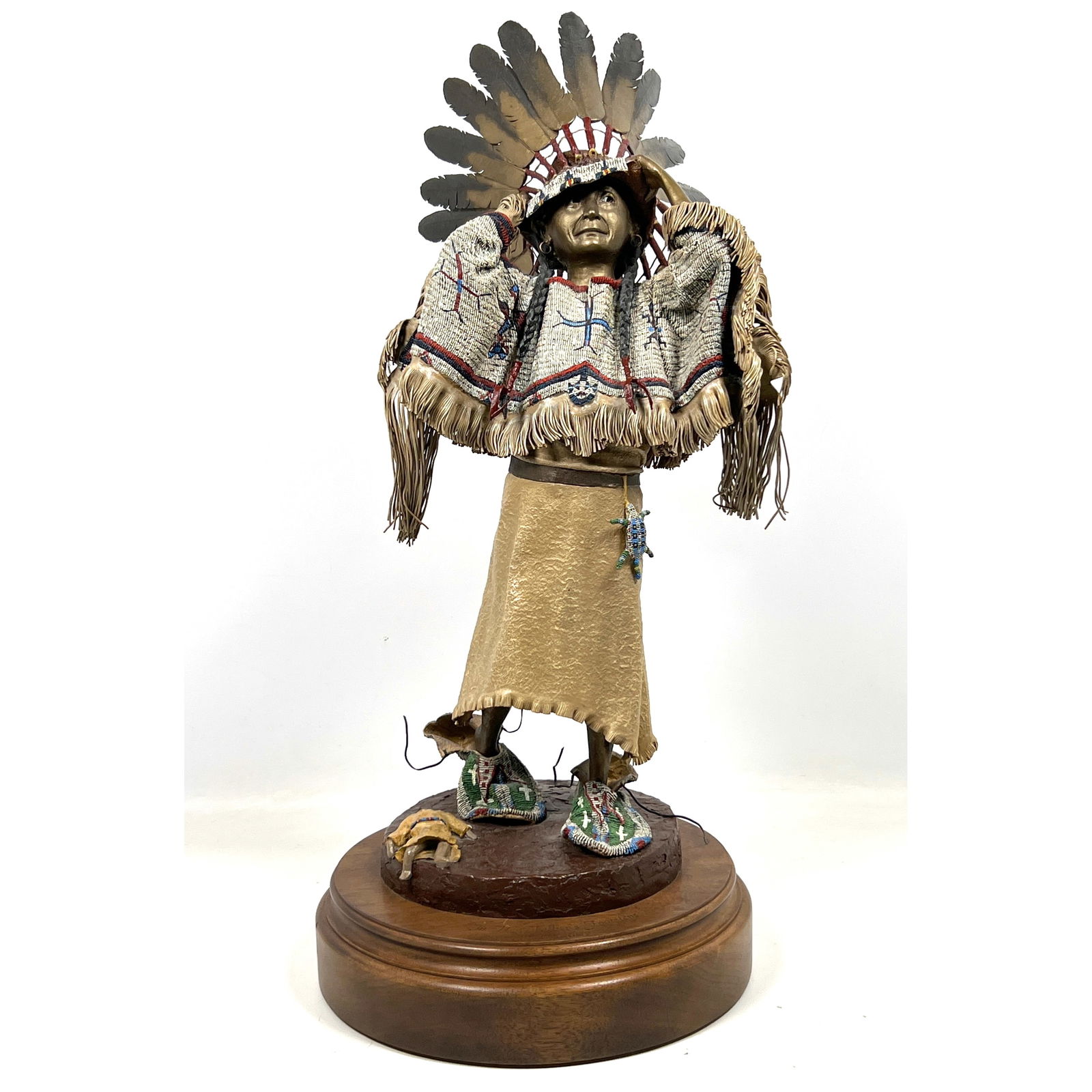 Dave McGary Bronze Sculpture In Her Father's Footsteps. Polychrome patina. 41/100 (1 of 16)