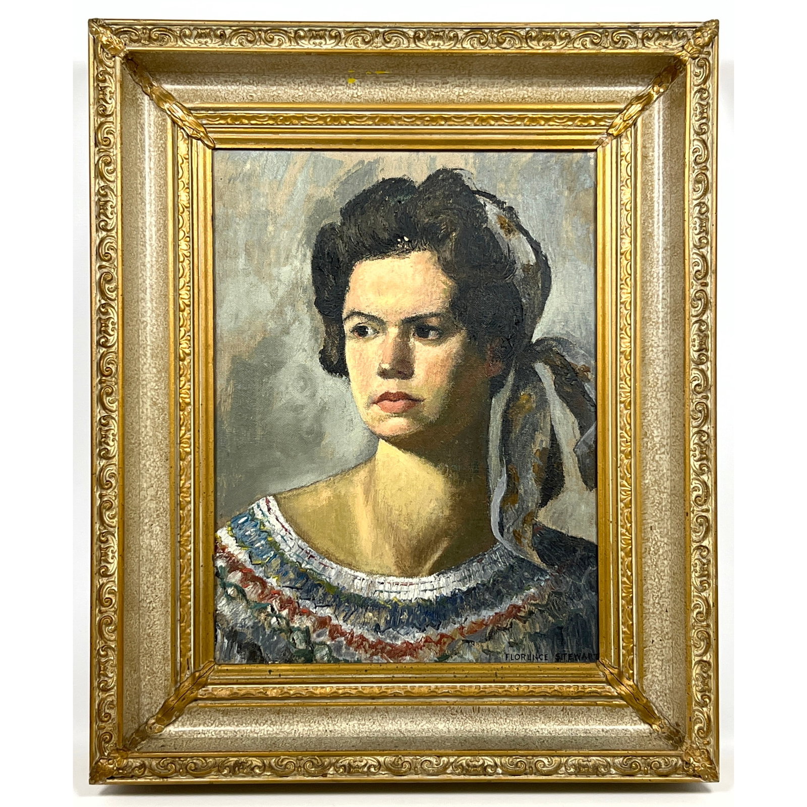 Florence Stewart Portrait Painting on Canvas. Mary Jo Cotney.: Florence Stewart Portrait Painting on Canvas. Mary Jo Cotney. Dimensions: Frame Height: 22 inches, Frame Width: 18 inches. - Image Size: Image Height: 15.75 inches, Image Width: 11.5 inches. --- US Pa