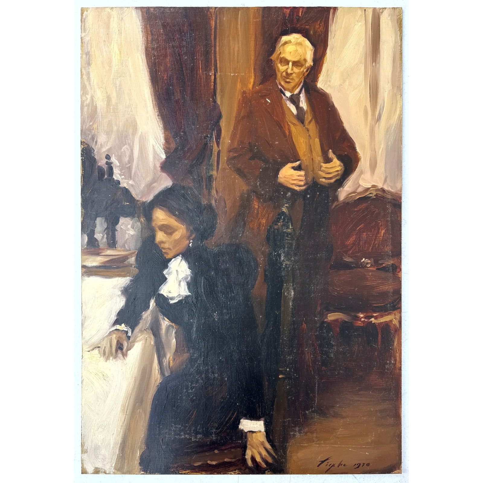 MALCOLM LIEPKE  Original oil painting on board. Signed 1978. Likely from  Madame Bovary - Gustave Fl (1 of 14)