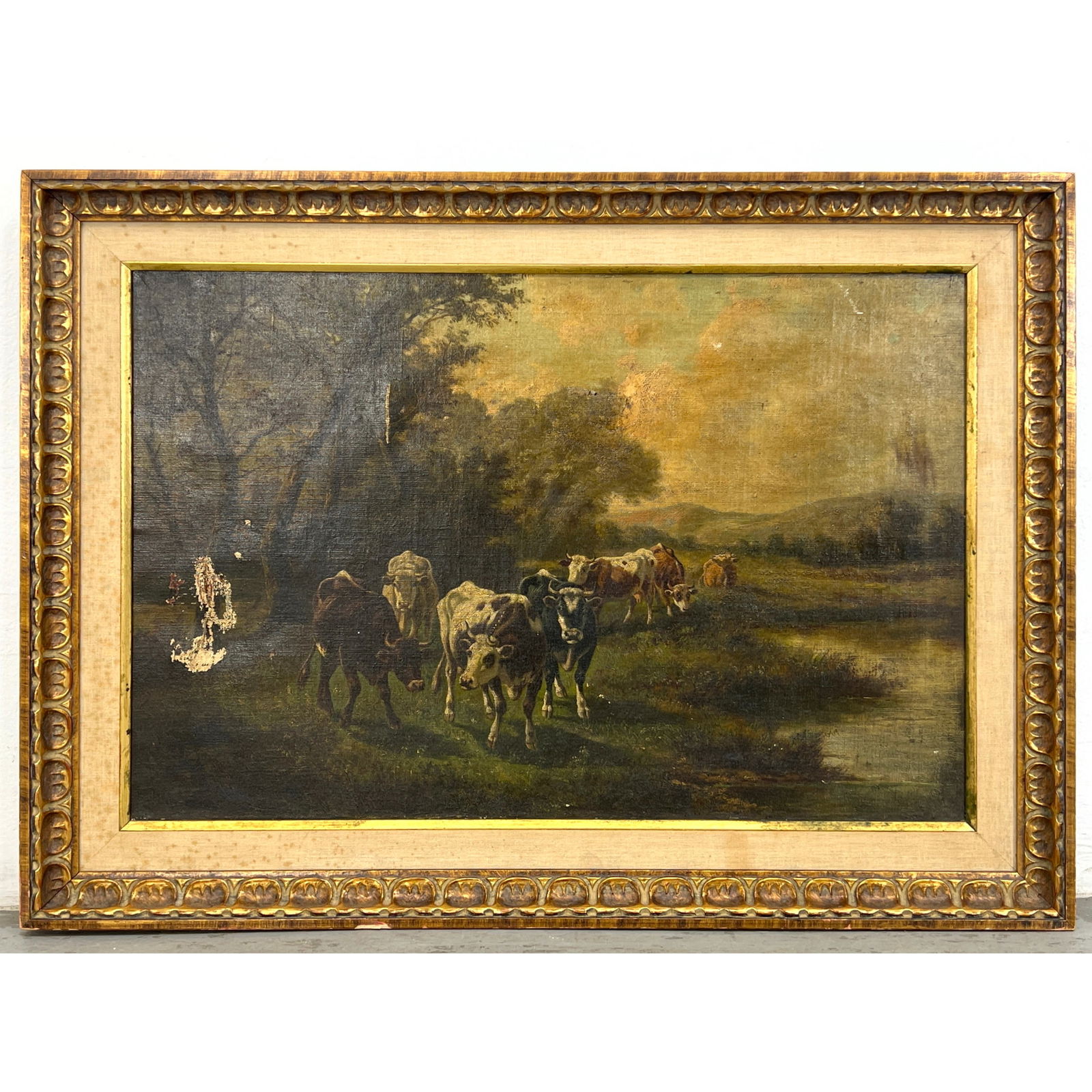 Antique Oil Painting on Canvas of Cattle. Constant Troyon Attribution. (1 of 12)