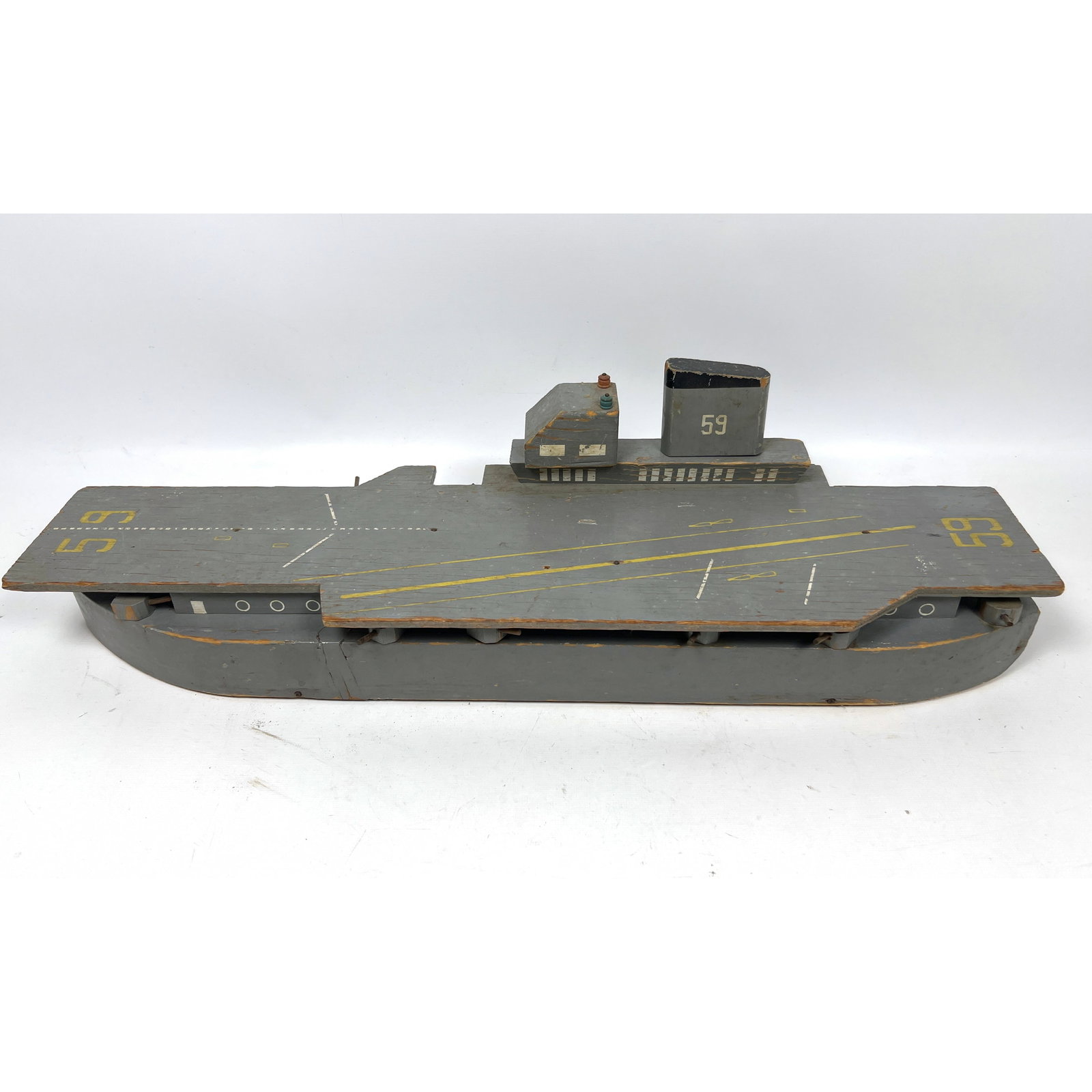 50s painted wood Aircraft Carrier Model Toy of the USS Forrestal (1 of 9)