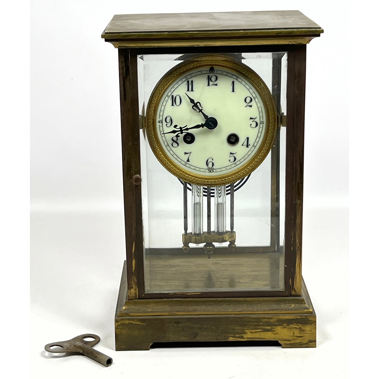 French Pendulum Carriage Clock. Bronze and Glass. Works and Face Marked France. (1 of 13)