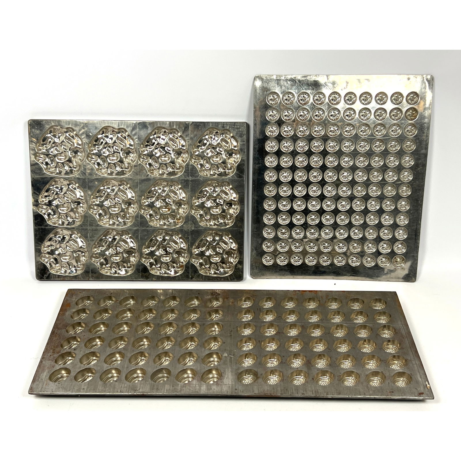 3pc Vintage Metal Sheet form Candy Molds. Large Sheets with rows of Impressed Confectionery Chocolat (1 of 14)
