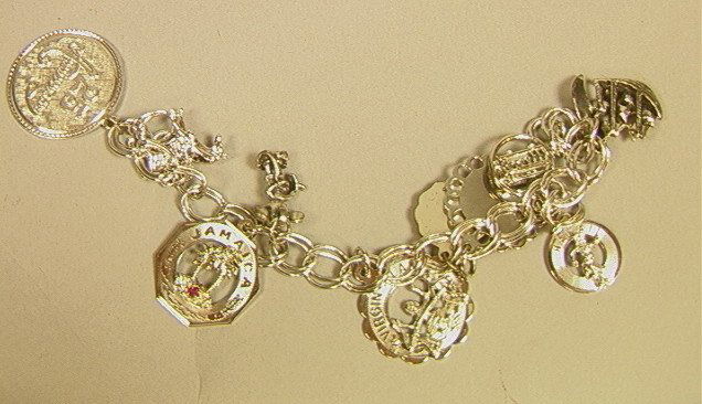 Sterling Silver Charm Bracelets. Most charms are: Sterling Silver Charm Bracelets. Most charms are marked sterling or 925-- Dimensions: --- Weight: 1 Troy ozs. ---- --- US Shipping charge: $7