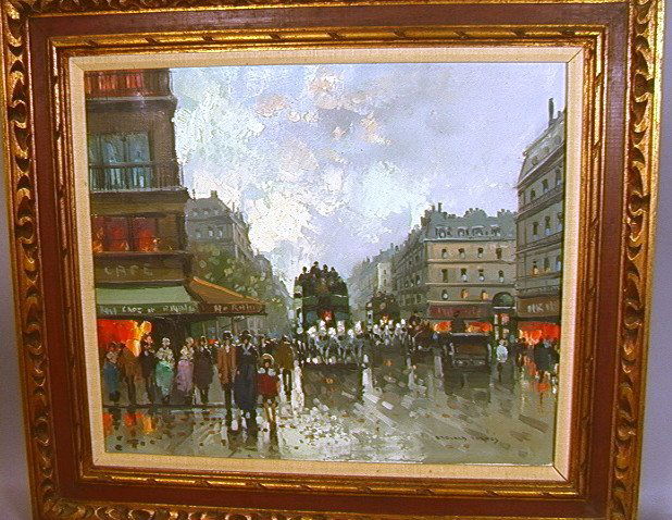 EDOUARD CORTES Oil Painting on Canvas. Paris Sce: EDOUARD CORTES Oil Painting on Canvas. Paris Scene.-- Dimensions: Image Size: H: 19.5 inches: W: 23.5 inches ---