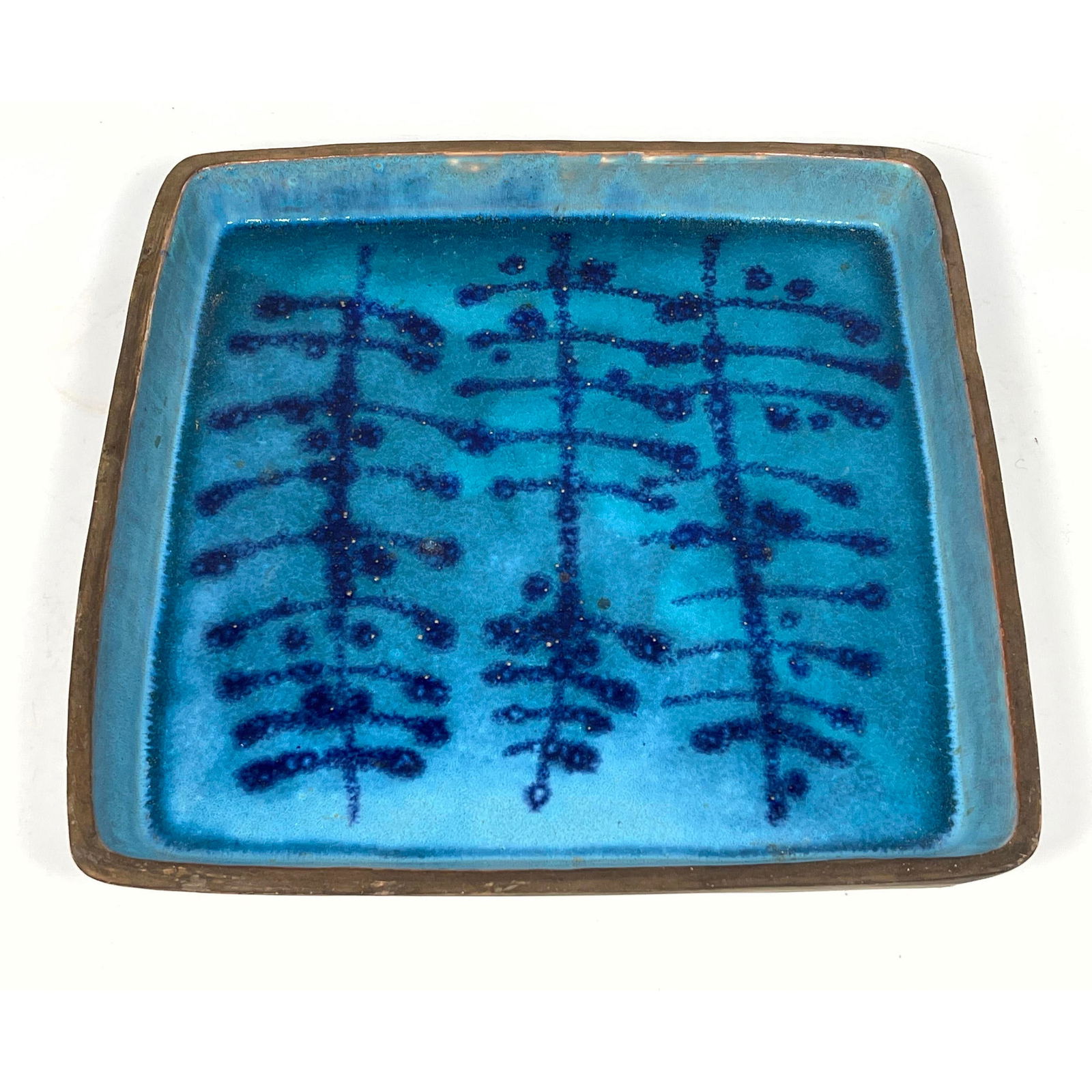 Signed Boesen Denmark Square Pottery Rimmed Tray. 1957. Modernist design. (1 of 9)