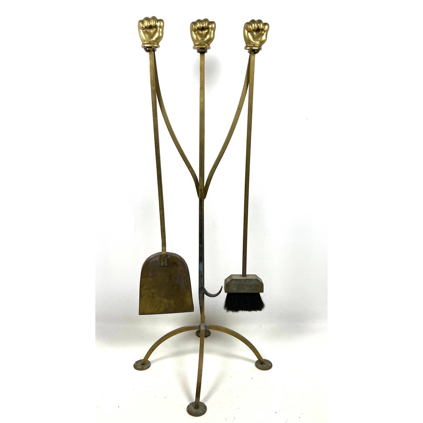 Brass Mickey Mouse Glove Fireplace Tool Set. Brass Mickey Mouse Glove Handles. (1 of 12)