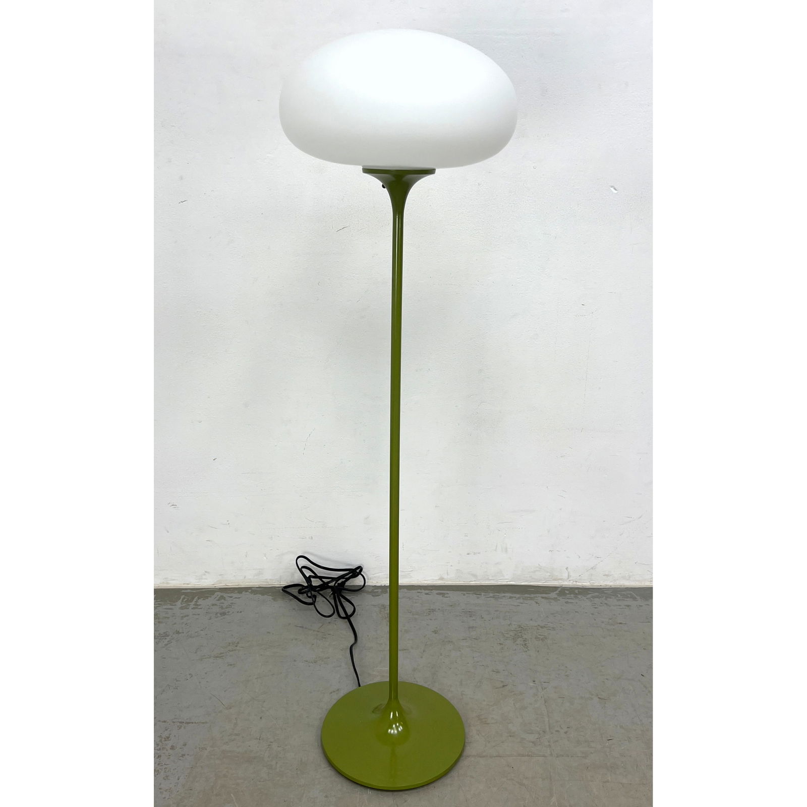 DESIGNLINE Olive Green Base Glass Mushroom Shade Floor Lamp. Paper Label. StemLite. Contemporary. (1 of 6)