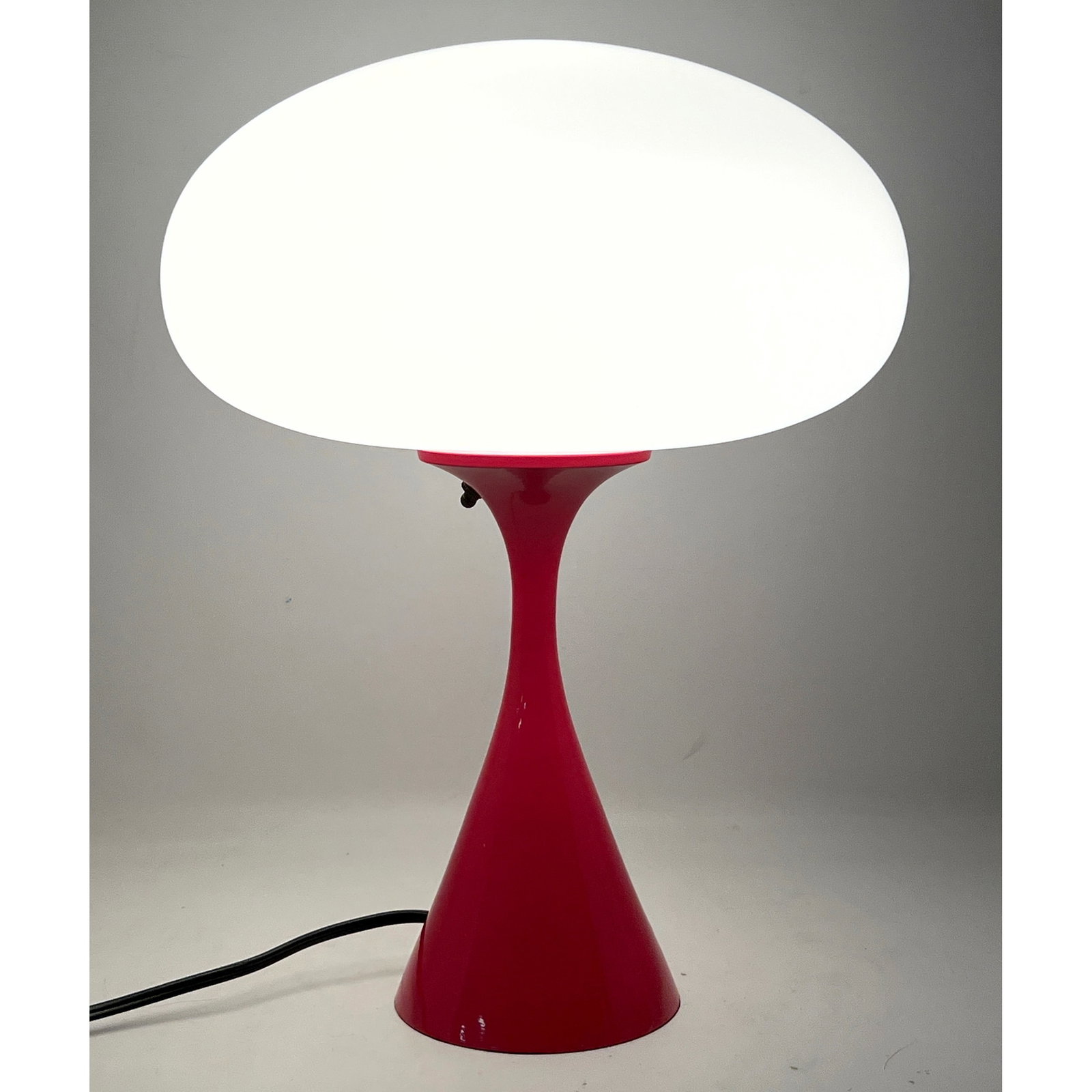 DESIGNLINE Hot Pink Enamel Base Glass Mushroom Shade Table Lamp. Paper Label. StemLite. Contemporary (1 of 11)