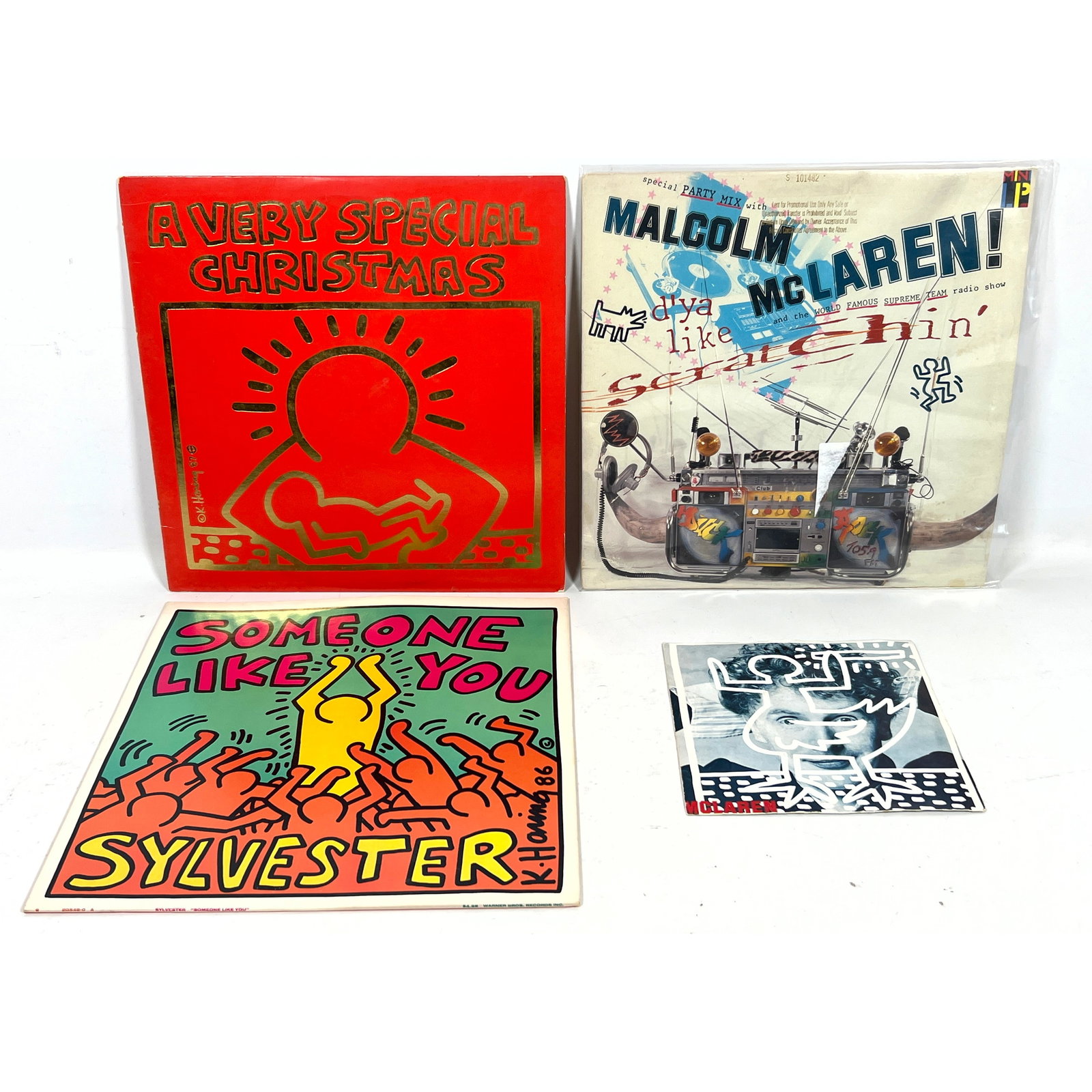 4pcs Vintage Lp Records with Keith Haring Decorated Covers. (1 of 19)