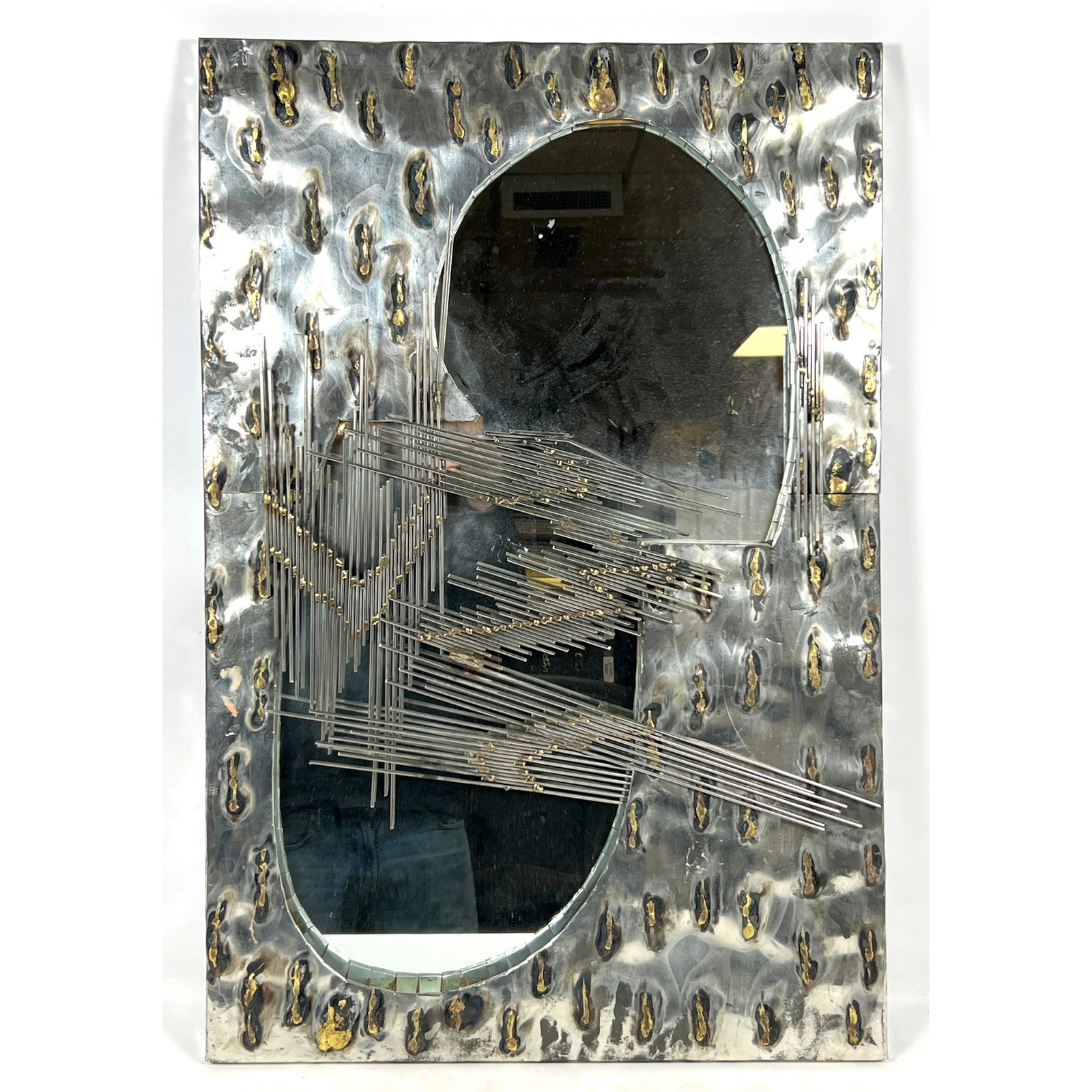 Intage Brutalist Welded Steel Wall Mirror. style of Paul Evans. Mid Century Modern. (1 of 10)