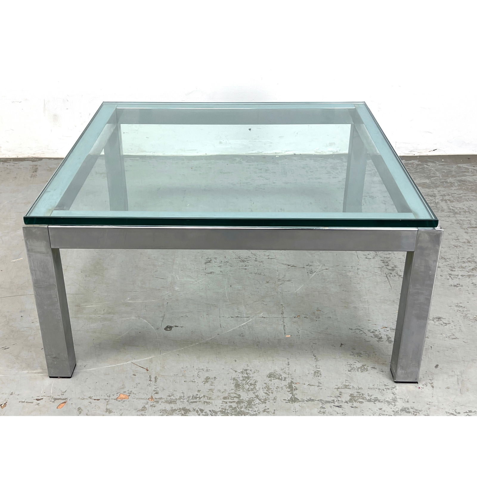 Milo Baughman Style Mid-Century Modern coffee table. Chromed steel (1 of 8)