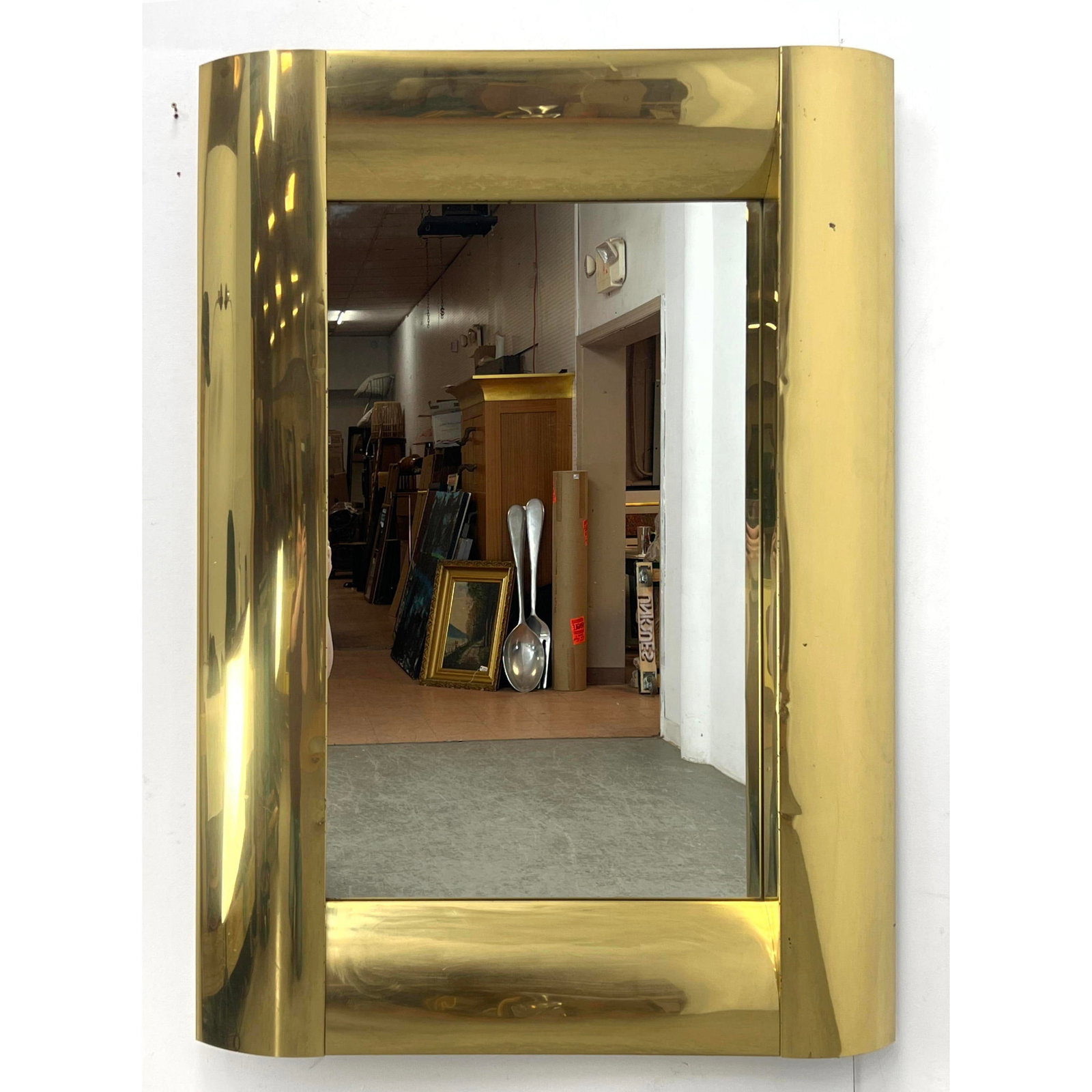 Large C. Jere Brass Wall Mirror. Original hang tag. (1 of 10)