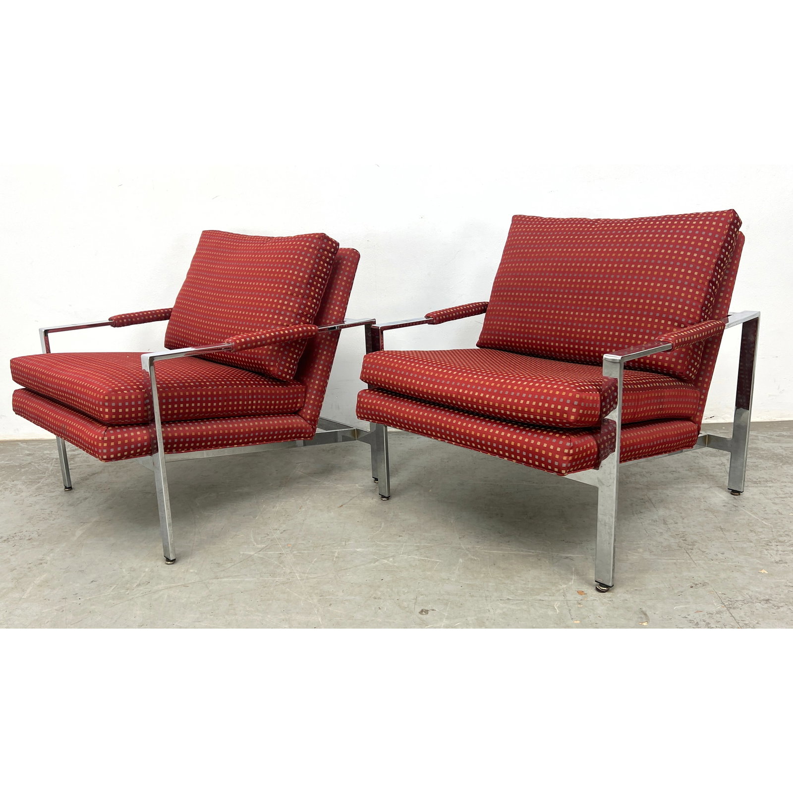Pair Milo Baughman for Thayer Coggin Chrome Lounge Chairs. Unmarked. (1 of 8)