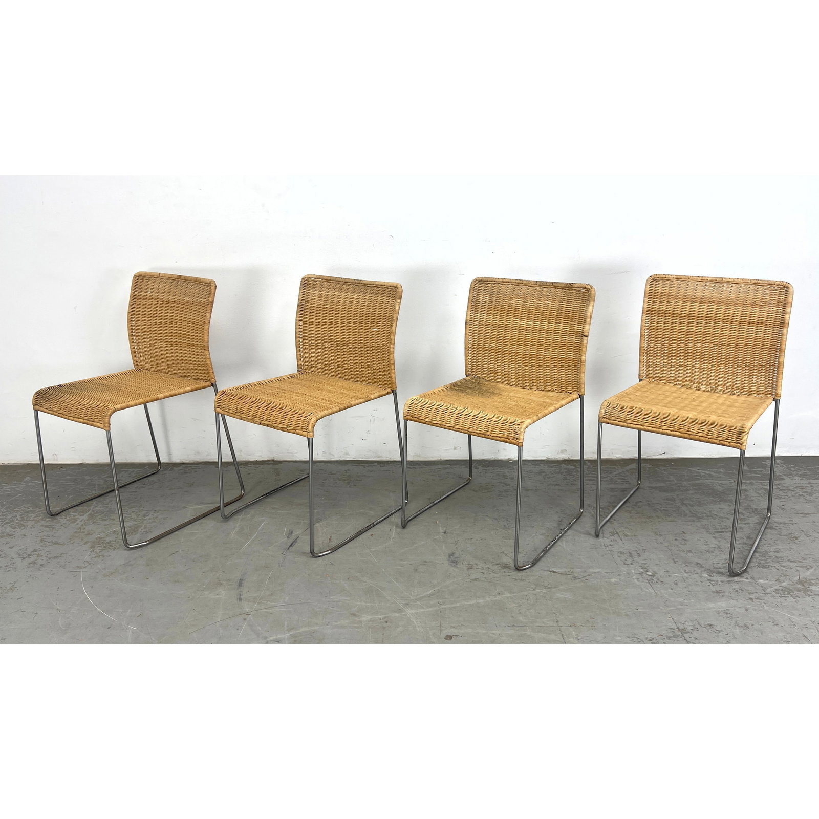 Set 4 Italian Rattan and chrome side Chairs. (1 of 13)