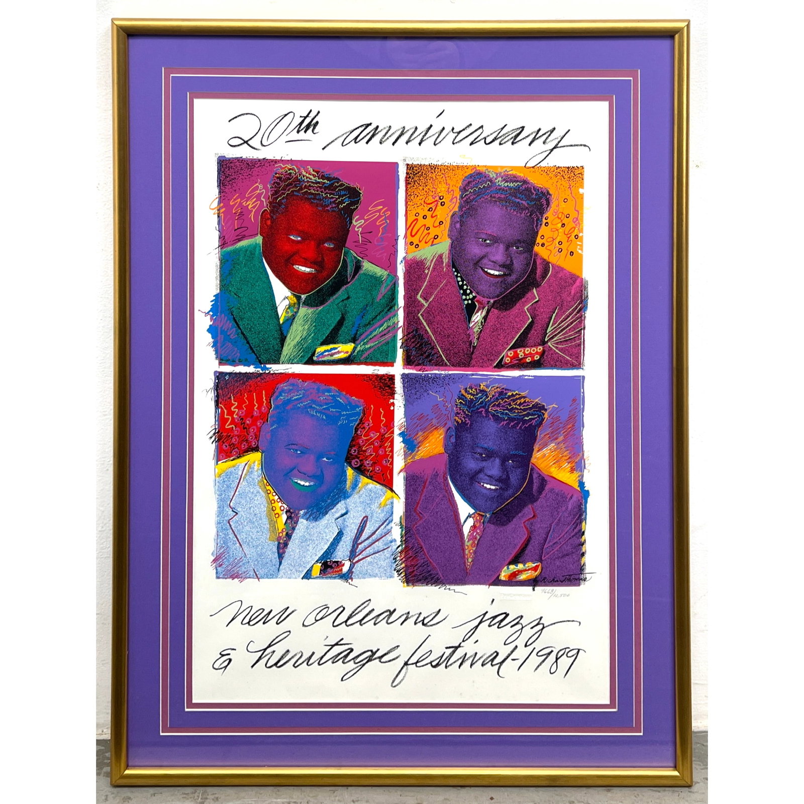 1989 New Orleans Jazz and Heritage Festival 20th Anniversary commemorative Poster. Numbered 9668/12, (1 of 8)