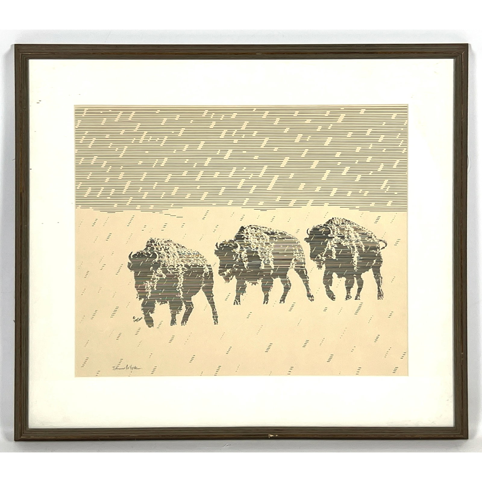 Rare early computer art drawing by James Pollock. Signed.: Rare early computer art drawing by James Pollock. Signed. Dimensions: Frame Height: 22.5 inches, Frame Width: 25 inches. - Image Size: Image Height: 15 inches, Image Width: 18.25 inches. --- US Packin