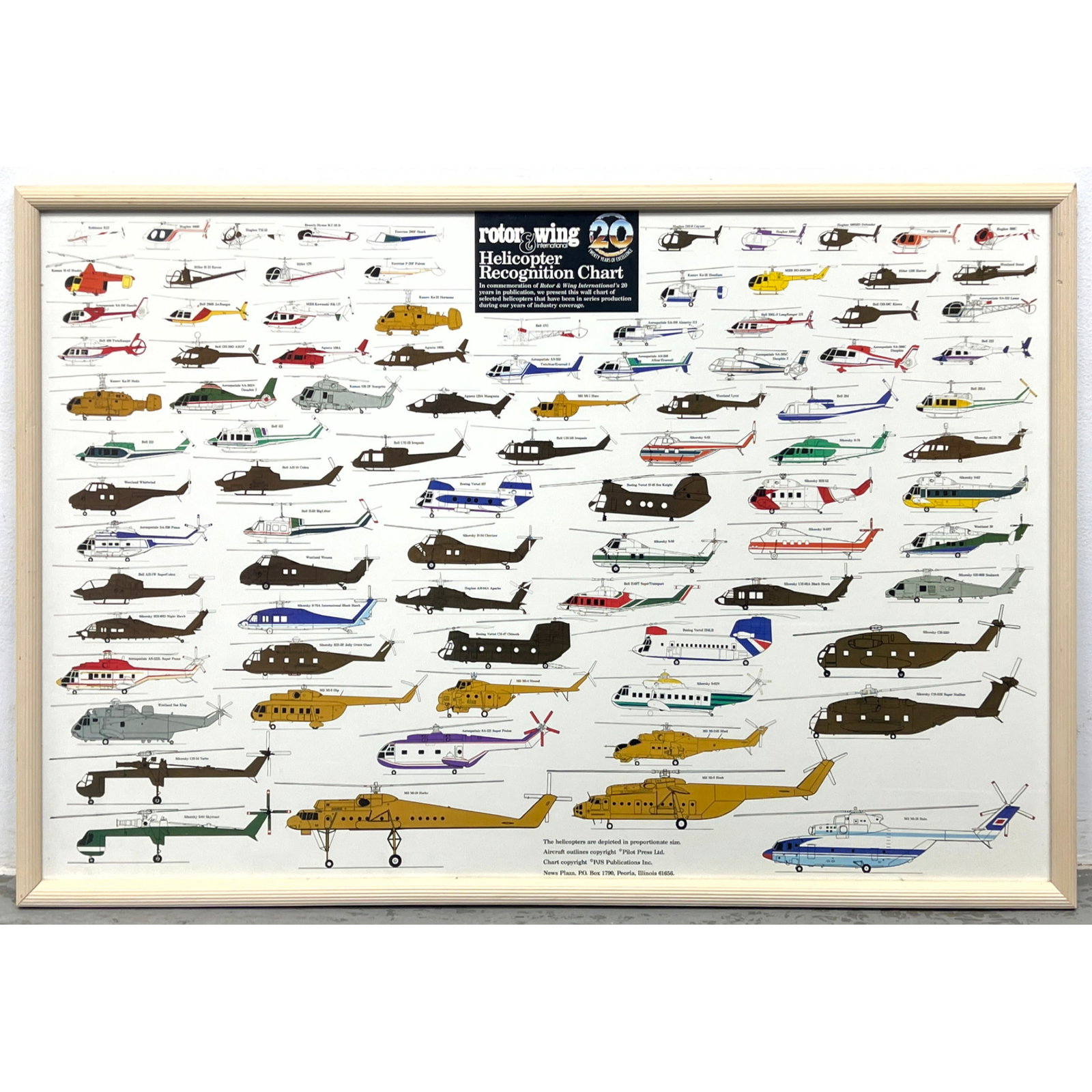 Helicopter Recognition Chart from Rotor and Wing International. Side view illustrations of some 20 (1 of 8)
