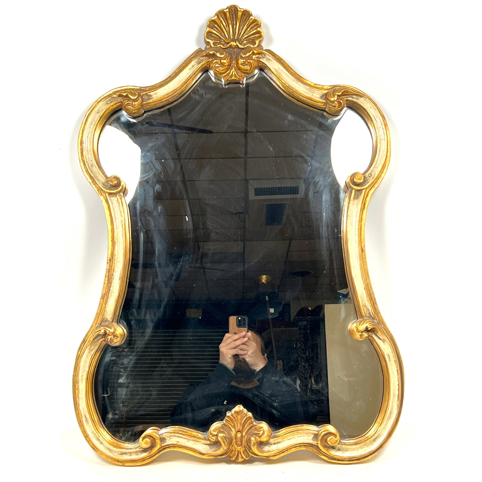 Rococo Revival Gilt Carved Wood Frame. Curvilinear Scroll Frame has Shell Crest Detail. (1 of 10)