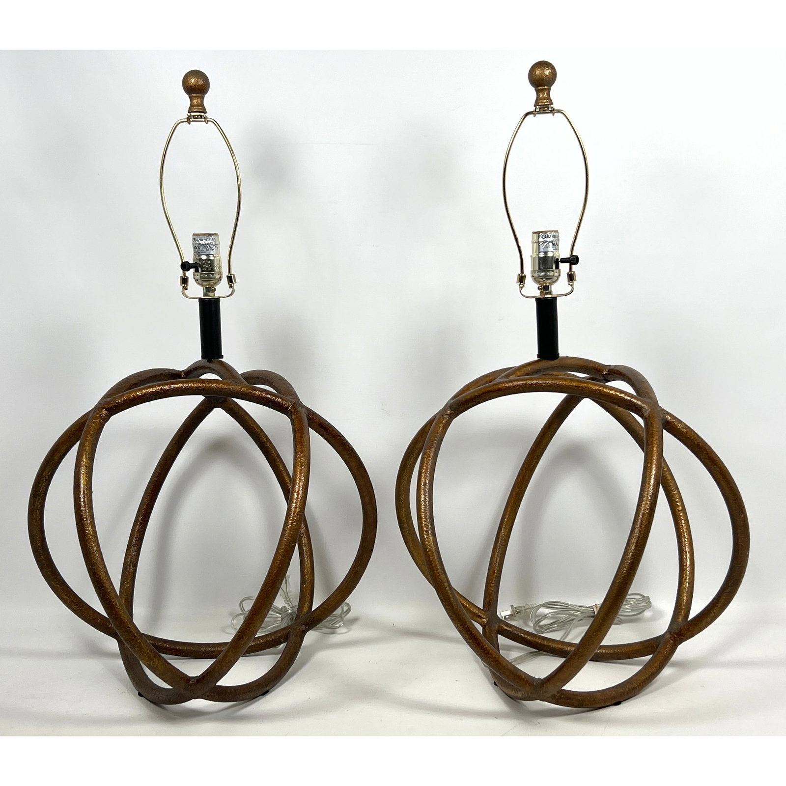 Pair of Decorative Intersecting rod Ball Table Lamps. Textured finish. (1 of 11)