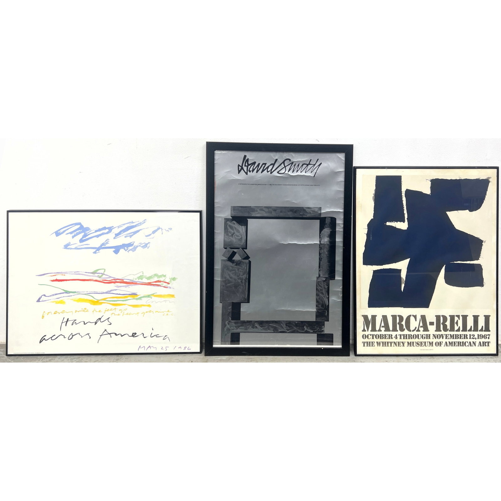 3pcs Modernist Posters. Sister Corita Kent, Hands Across American Signed Lithograph, with David Smit (1 of 16)