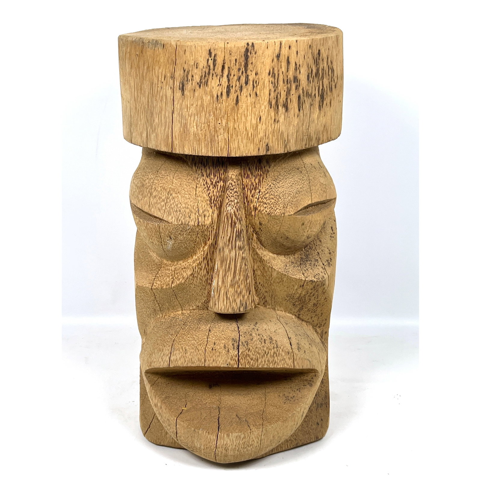 SHARKO Carved Wood Tiki Head. Totem. Great form. Signed, dated 1978. Could be used as stool. (1 of 11)