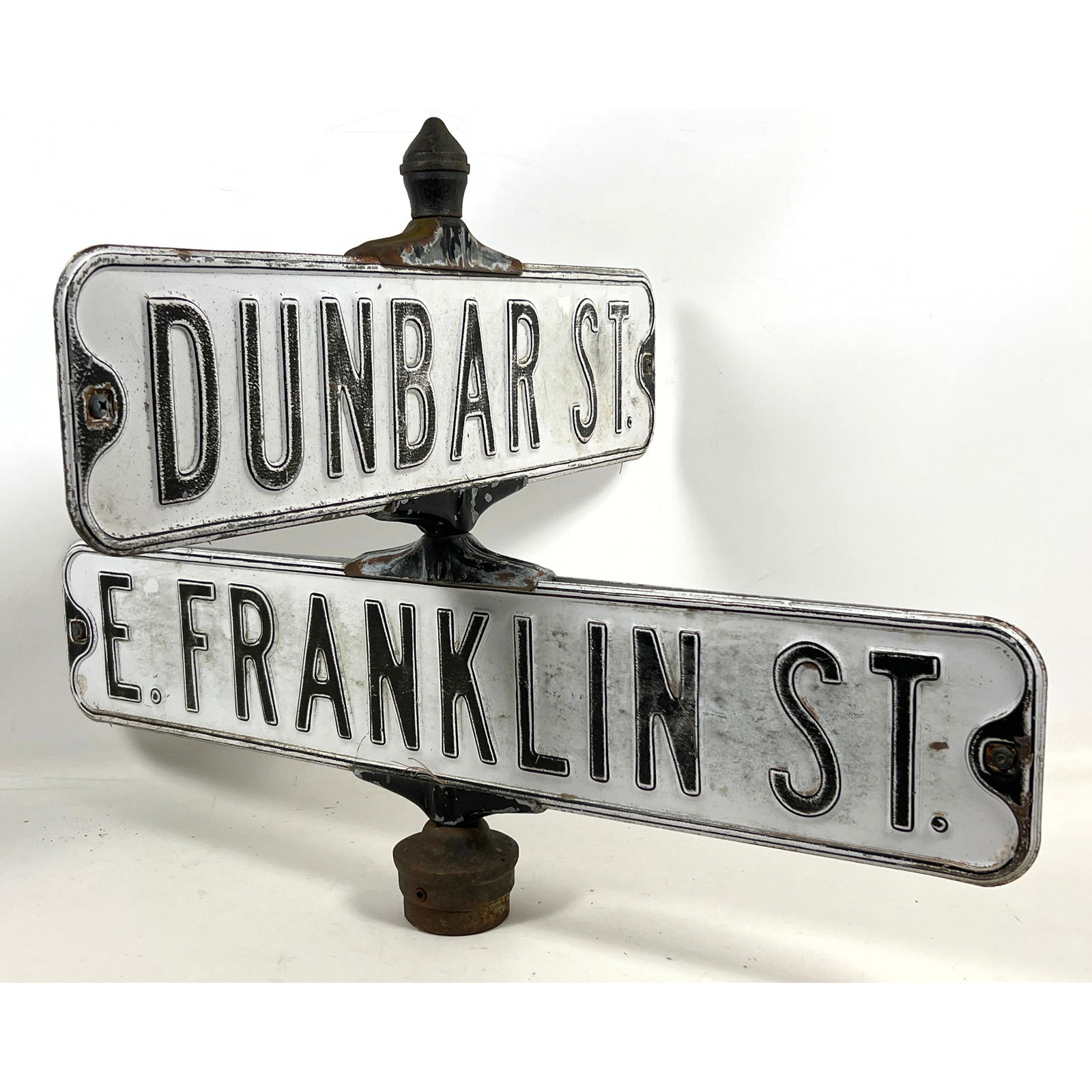 Vintage double-sided street sign. Dunbar Street E Franklin St. Heavy Metal Street sign. (1 of 11)