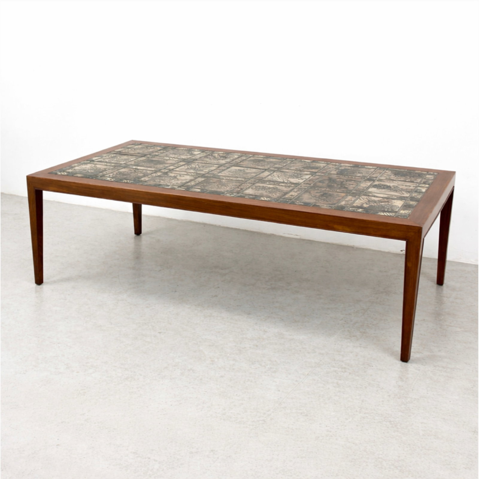 Large Severin Hansen Rosewood and Royal Copenhagen Tile Table. Kakler Fra. Muted colors. Haslev. (1 of 12)