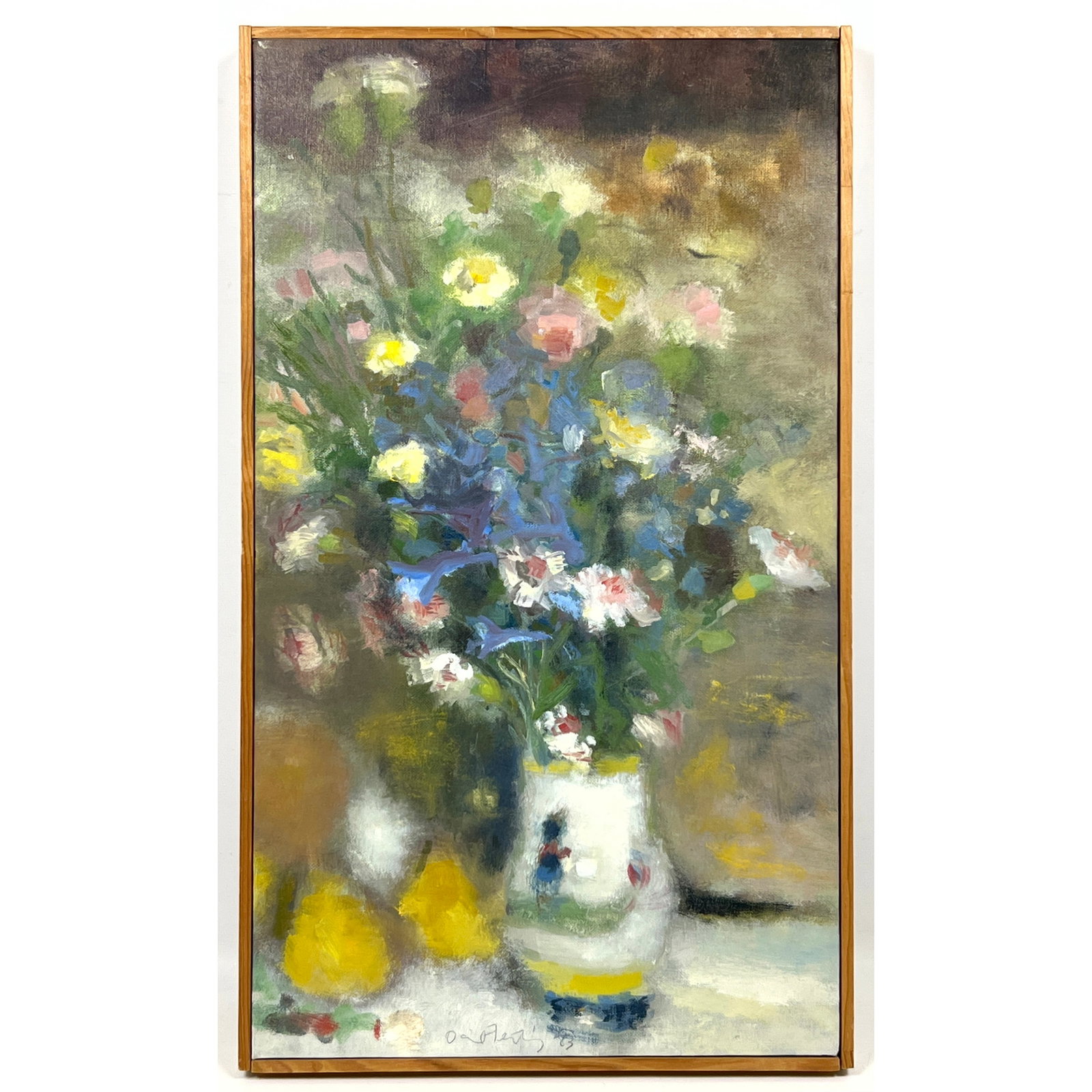 DAVID FERTIG Signed Oil Painting on Canvas. 1983 Spring Flowers and Fruit. (1 of 9)