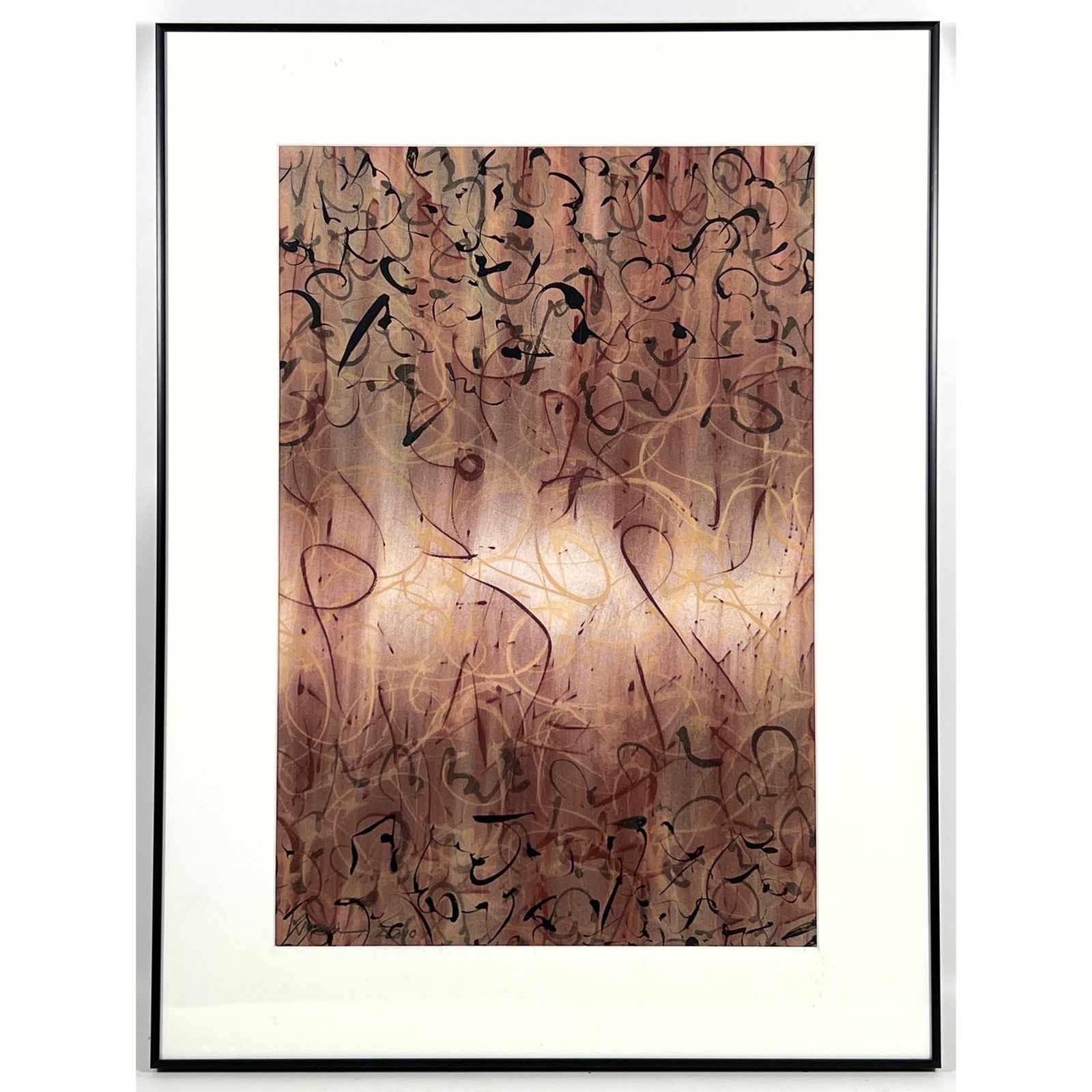 MICHAEL KRAUSZ Mixed Media Art. "End of Texts". 2010. Black and Gray Strokes on Painted Colored Back (1 of 10)