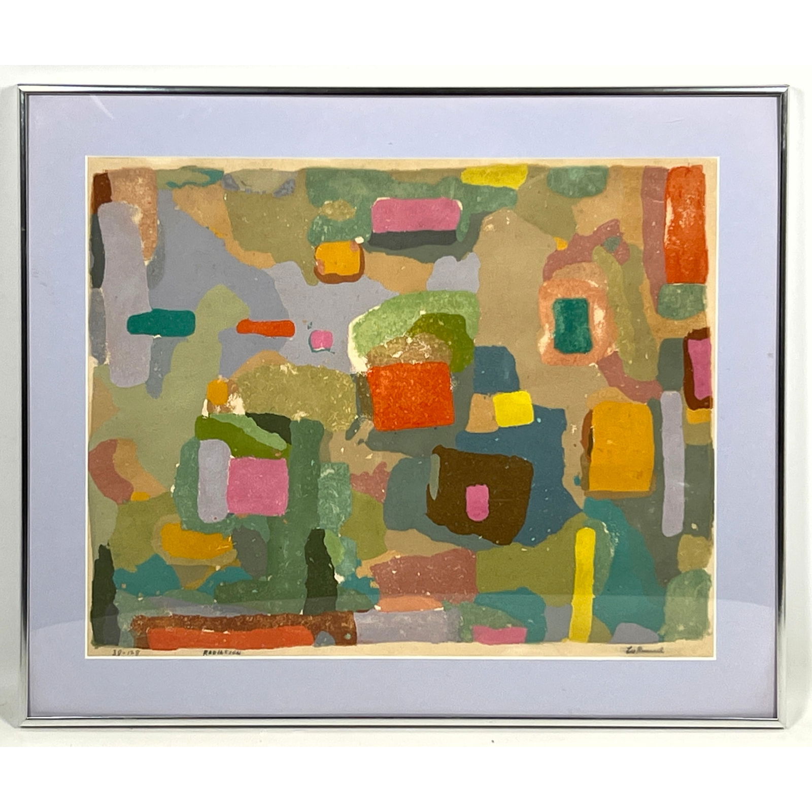 LEO RUSSELL Modernist Abstract Signed and numbered silkscreen print. 38-128. Radiation. (1 of 9)