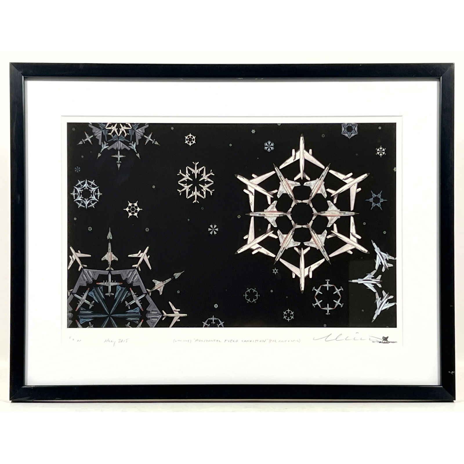 Michael Oatman Signed Optic Art of Planes in Form of Snowflakes. Falling Anvil Studios. 5/6 AP. (1 of 9)