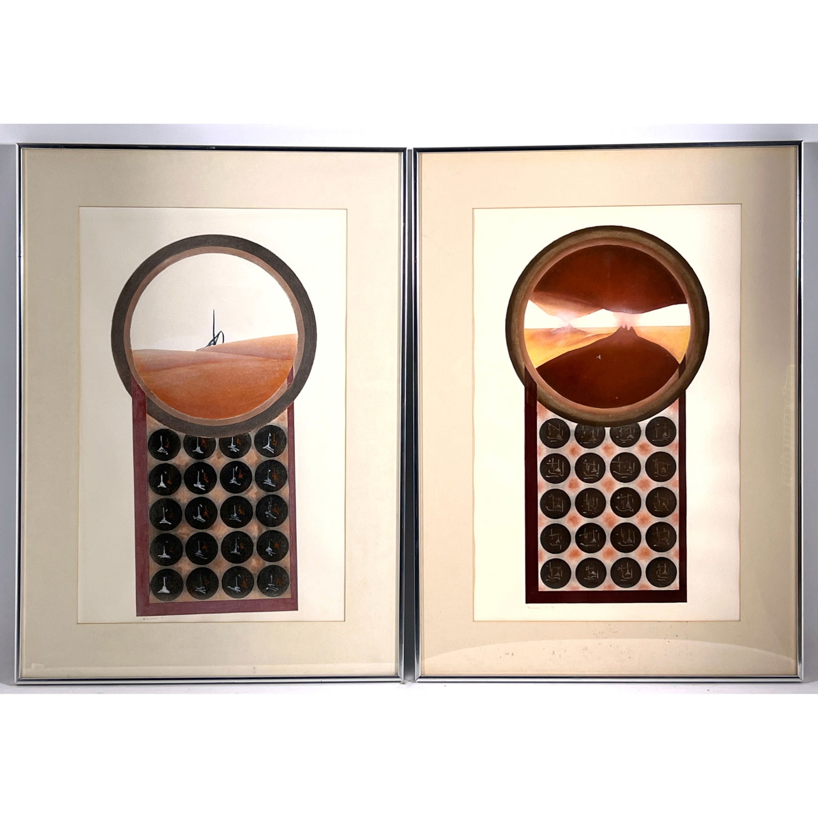 2pc Mixed Media MICHAEL KRAUSZ Framed Art. One titled "Triangulating". Krausz was a Philospher, Arti (1 of 18)