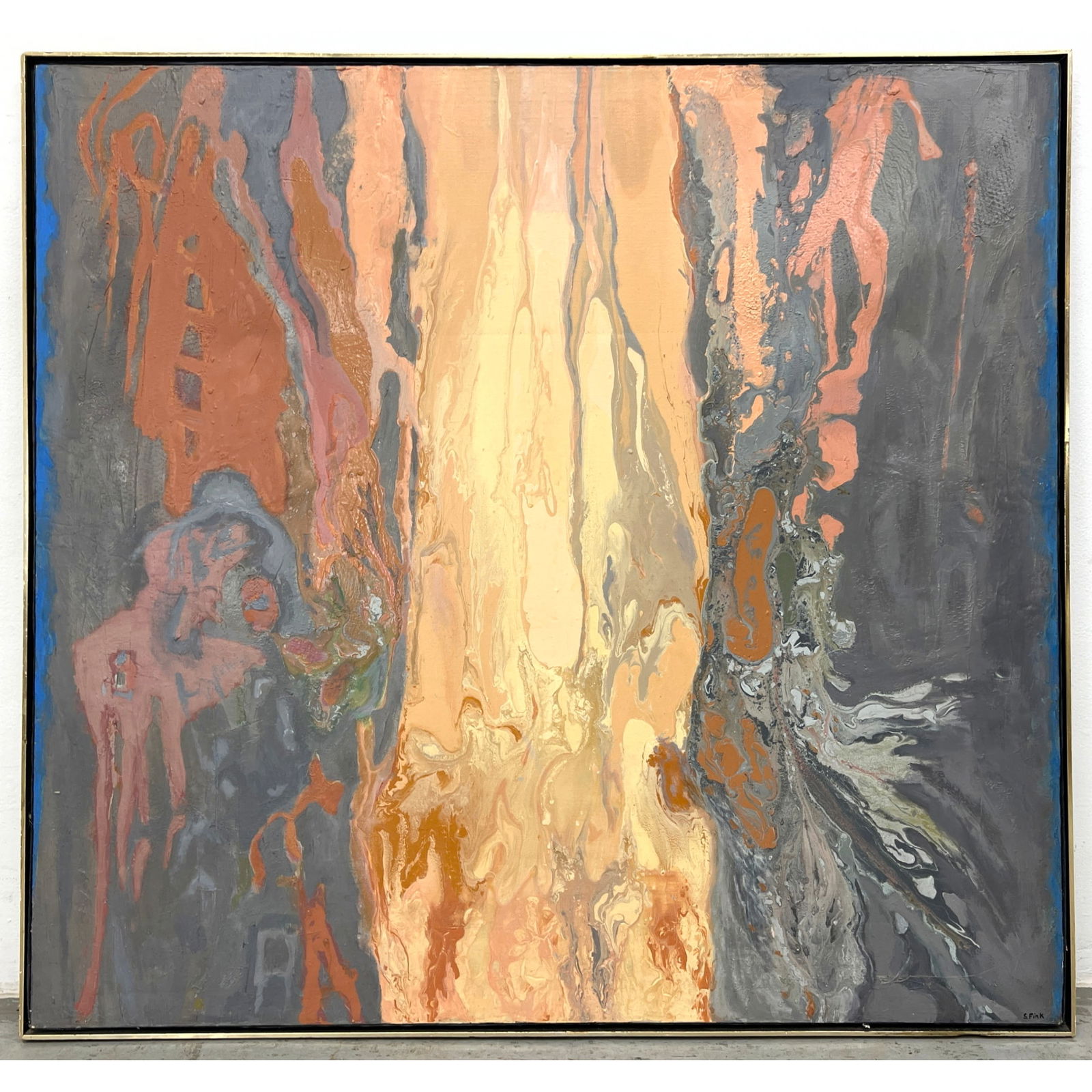 S FINK Modernist Abstract Painting. Unusual Palette. Signed. (1 of 9)