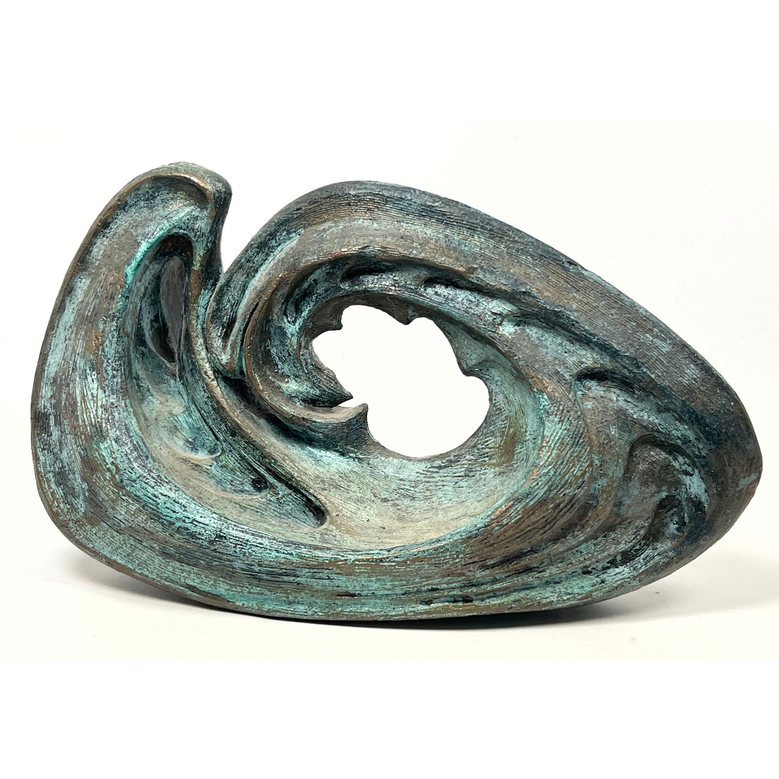 Handmade Studio Bronze Finish Stoneware Pottery Sculpture. Nice organic form. Unsigned. (1 of 9)