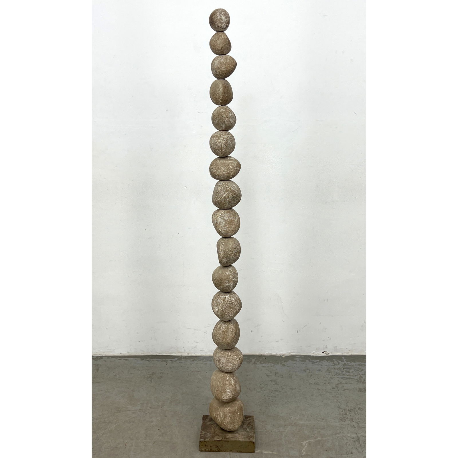 Artisan Tall Floor Sculpture. 16 Rock form Pottery sculptures Stacked on Steel Rod. (1 of 6)