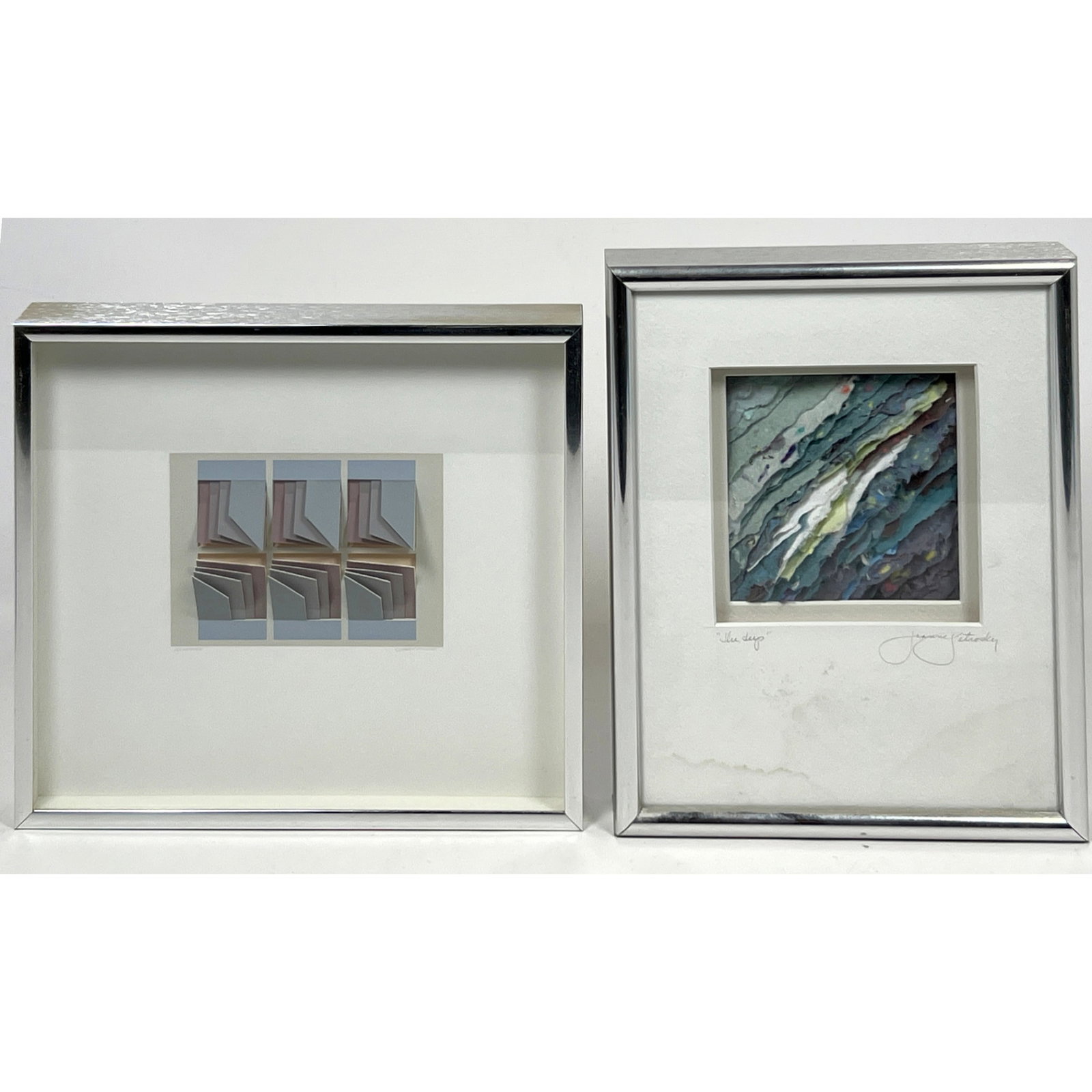 2pcs Modern Art. Jeanne Petrosky layered handmade paper The Deep and Robert Mauro Folded paper 1/5 w (1 of 16)