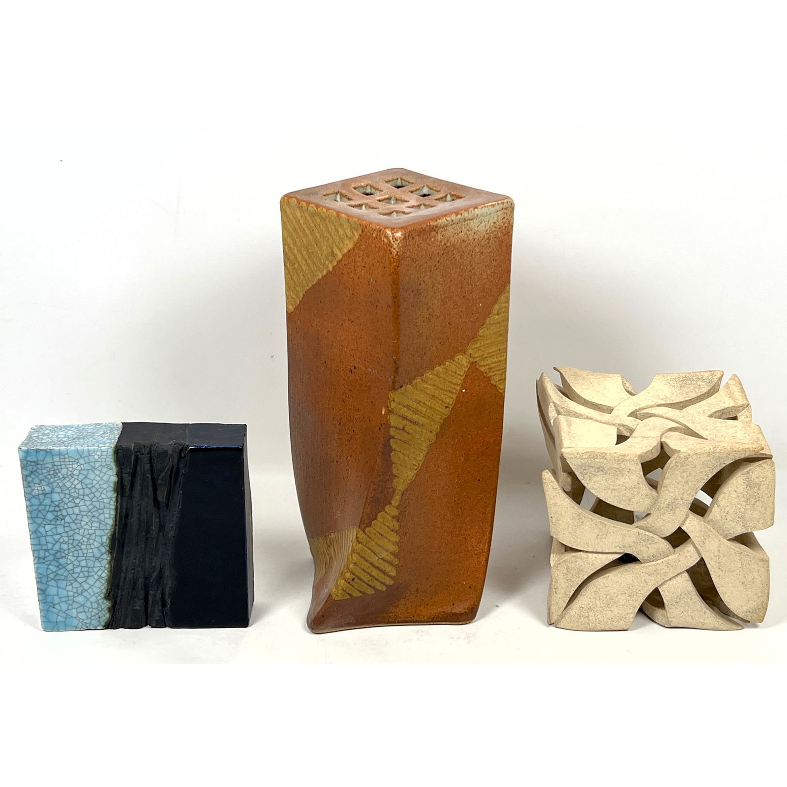 3pcs Studio Pottery Sculptures. Kyle Osvog, Michael Cohen, etc. (1 of 19)