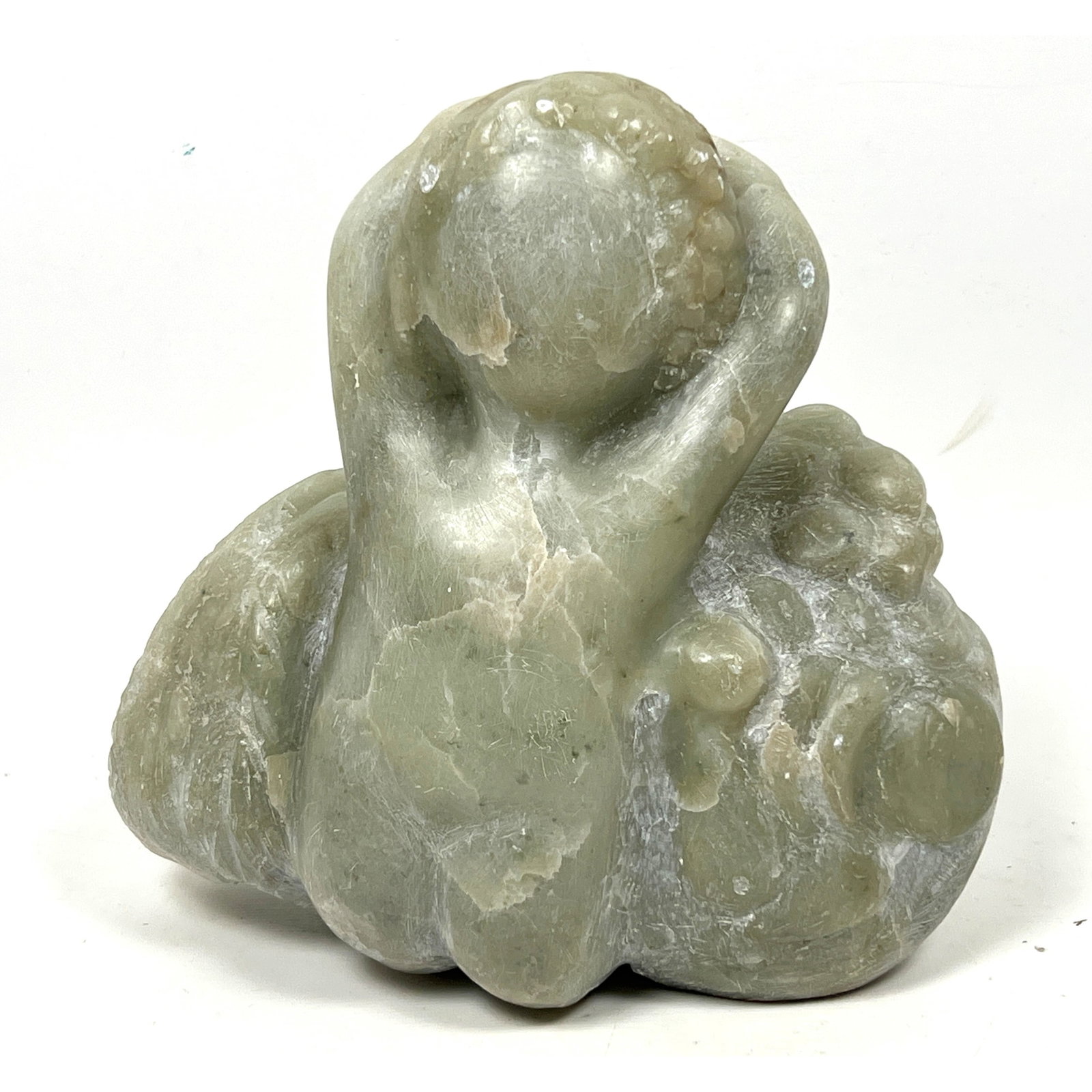 Vintage Carved Stone Figural Sculpture. Human firm with arms raised above Head. Marked Coc..... Roge (1 of 11)