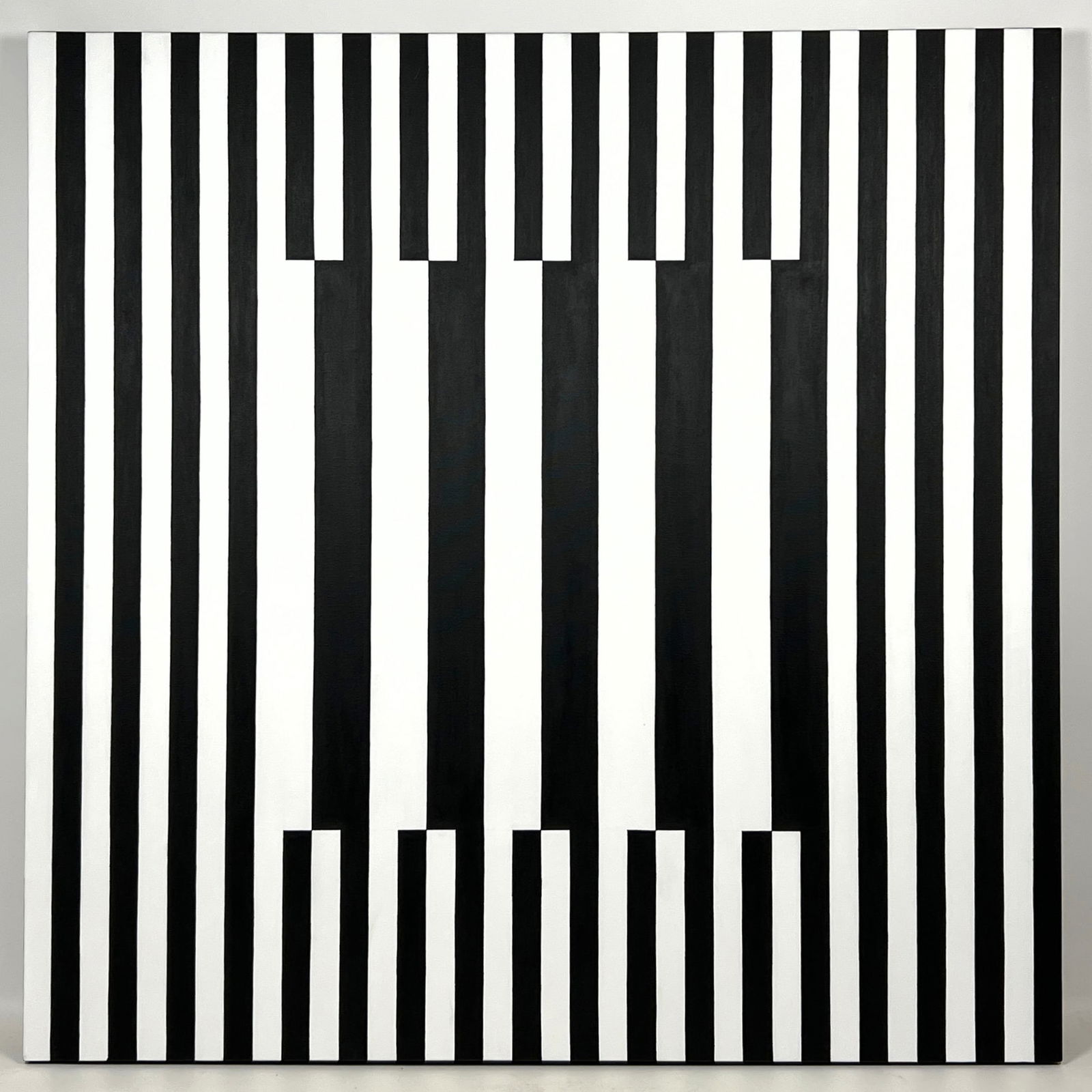 TIM RAY FISHER Large Modernist OP ART Painting. Black and White Striped Bars. Strong Graphic Presenc (1 of 8)