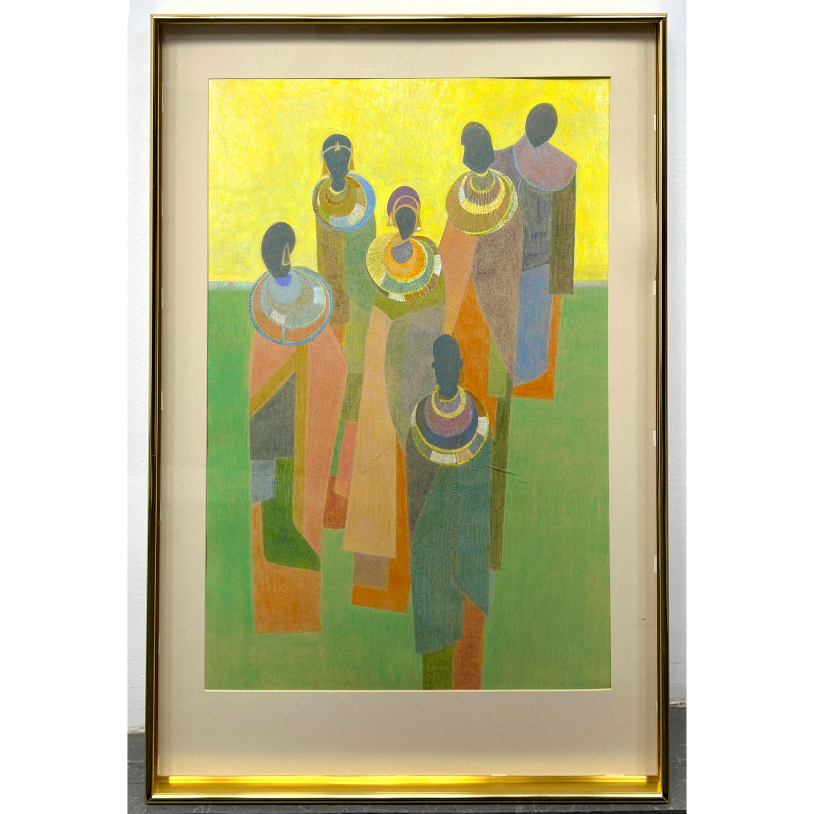 Renee Frank Painting on Paper. The Masai Women I. Rives paper. stabilo tone (1 of 11)