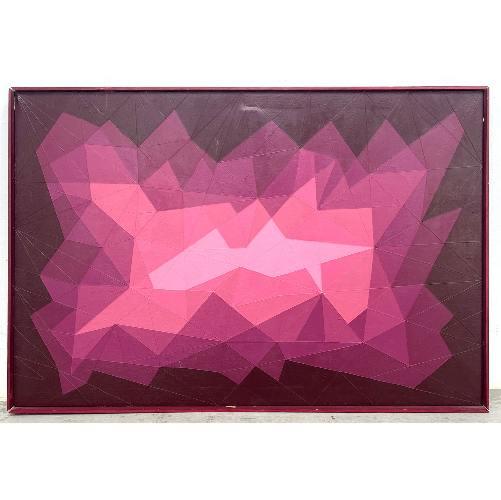 Mid Century Modern Geometric Painting on Canvas. (1 of 8)