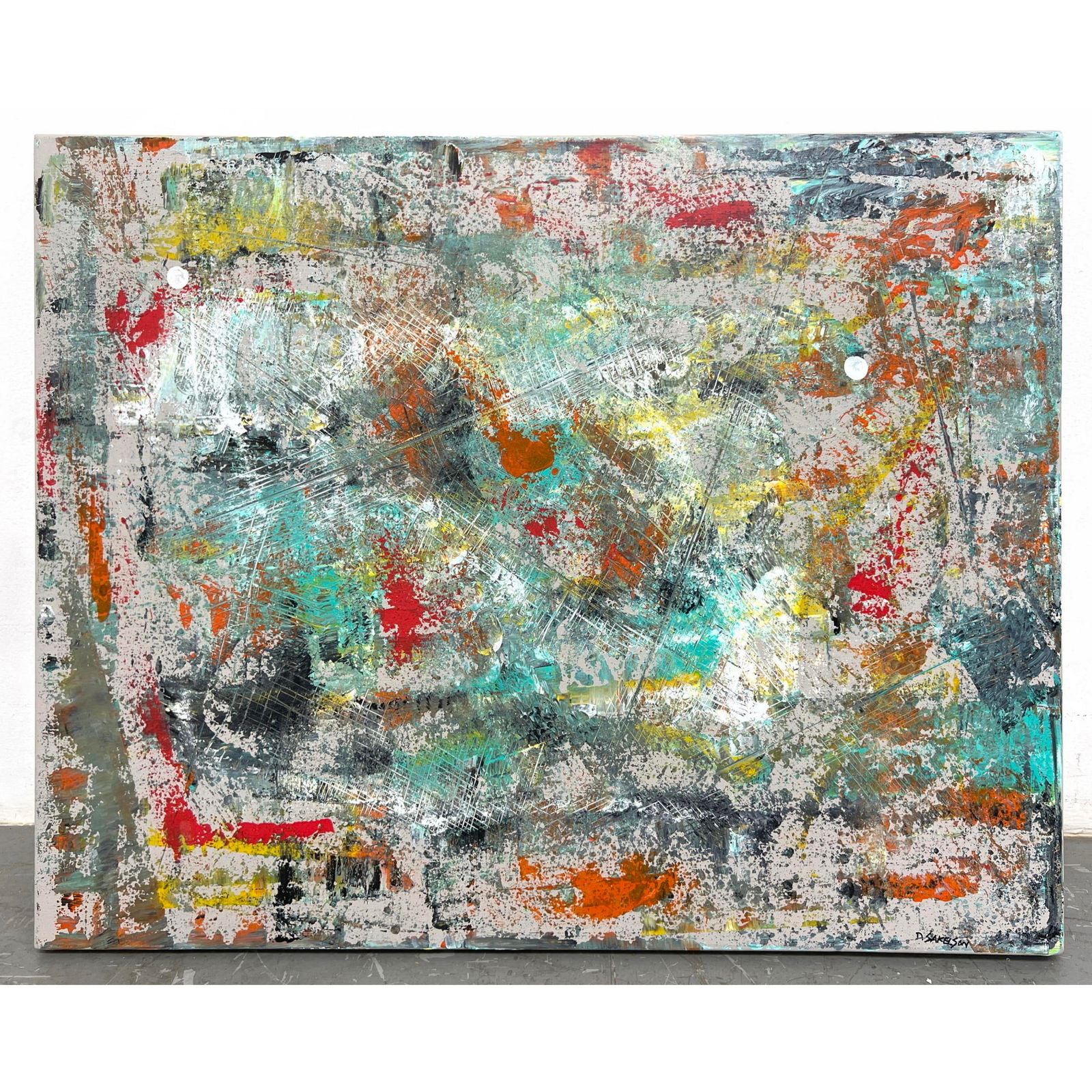 DENNIS SAKELSON Abstract Acrylic Modernist Painting on Canvas. Signed. (1 of 8)
