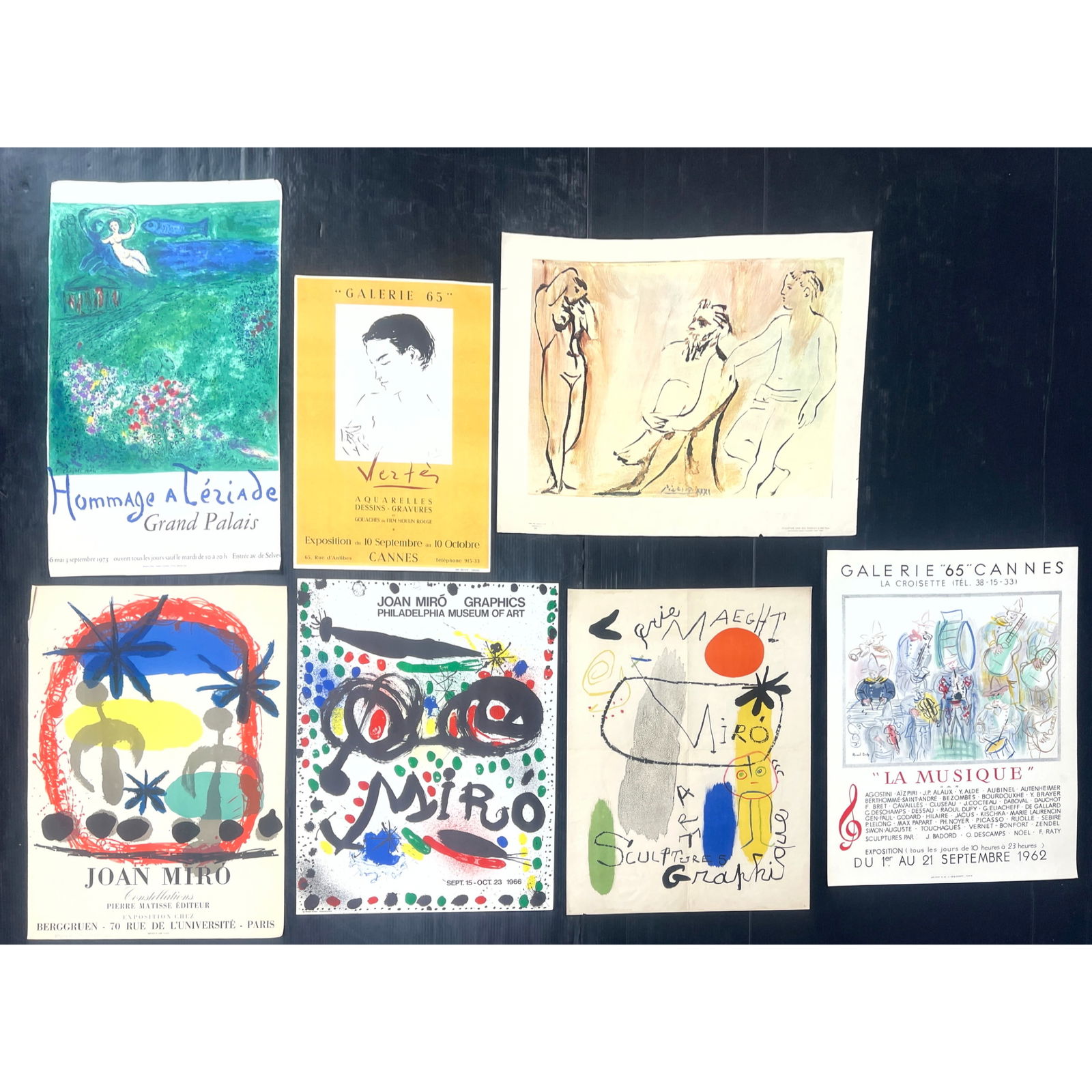 7pcs Artist Posters, Joan Miro, Vertes, Chagall, Picasso, etc.: 7pcs Artist Posters, Joan Miro, Vertes, Chagall, Picasso, etc. Dimensions: Height: 28 inches, Width: 22.5 inches. --- - We offer curbside delivery for most items to NYC, Manhattan, Close Brooklyn, Hob
