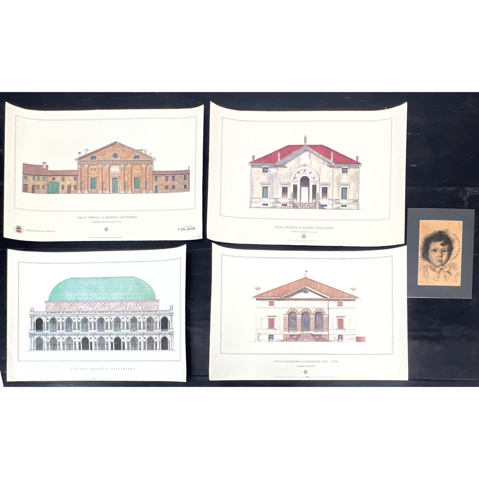 5pc Art Lot. L.W. Bemtley Drawing and 4 architectural Prints. (1 of 16)